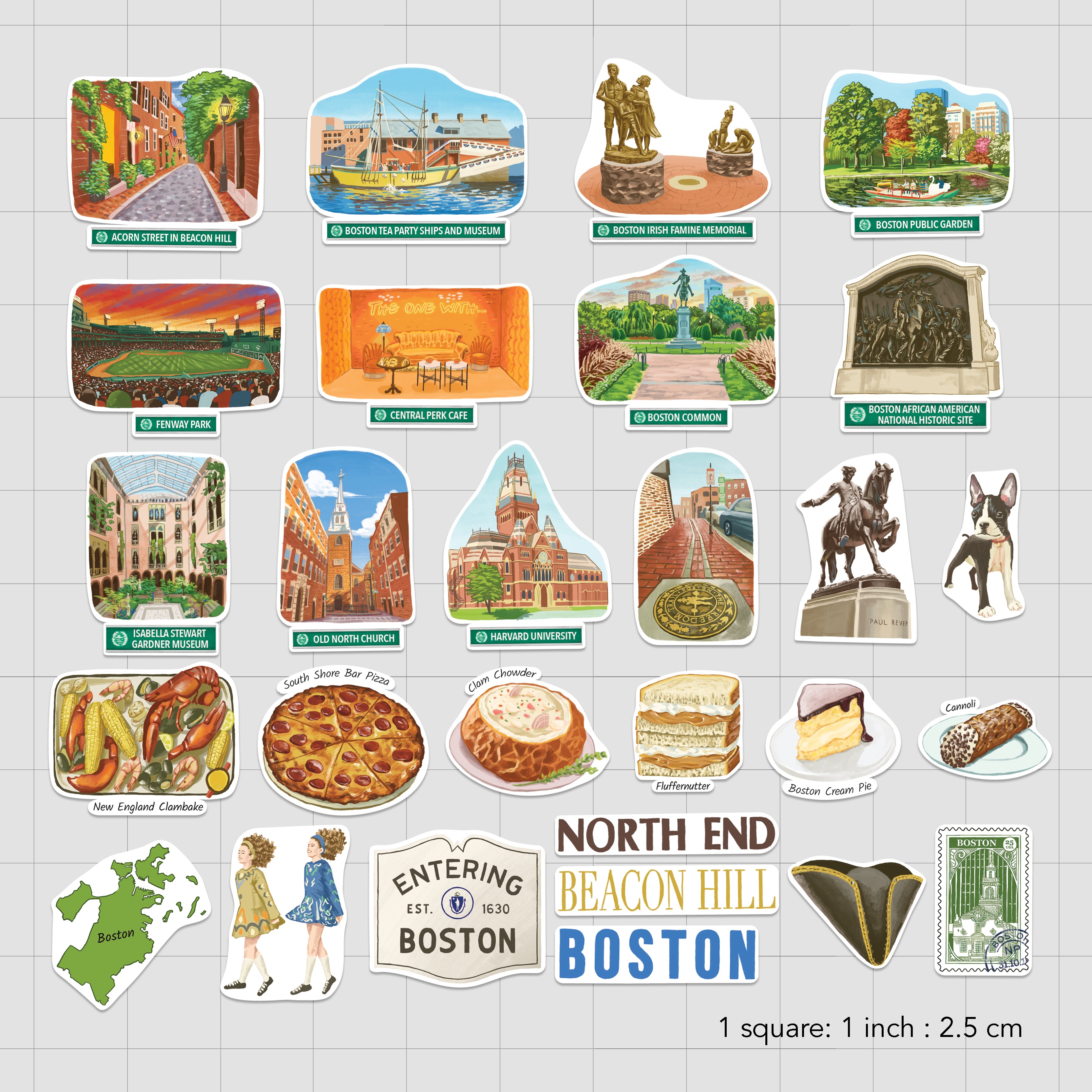 Historic Boston Travel Stickers (28pcs)