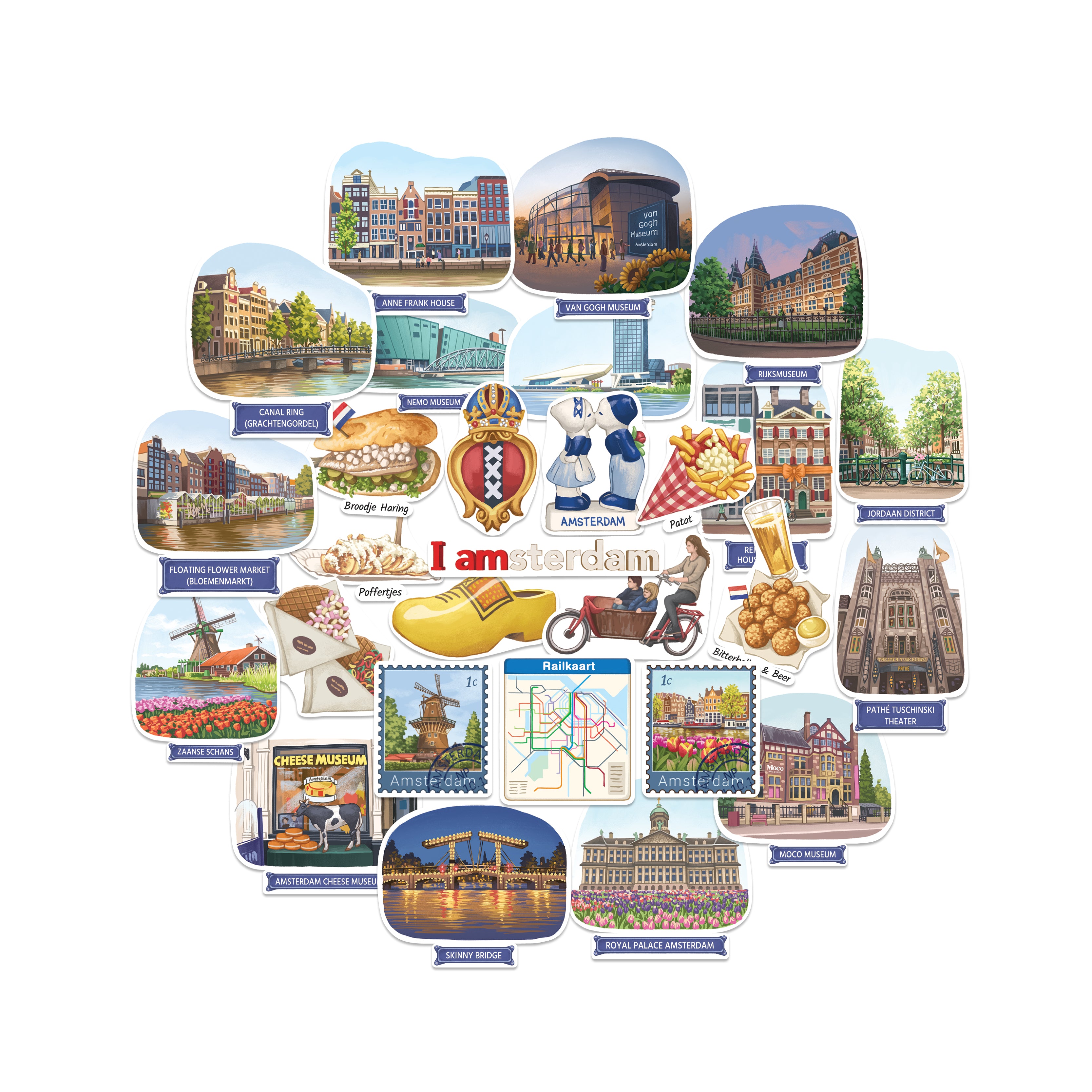 Artsy Amsterdam Travel Stickers (28pcs)
