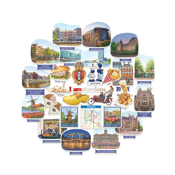 Artsy Amsterdam Travel Stickers (28pcs)