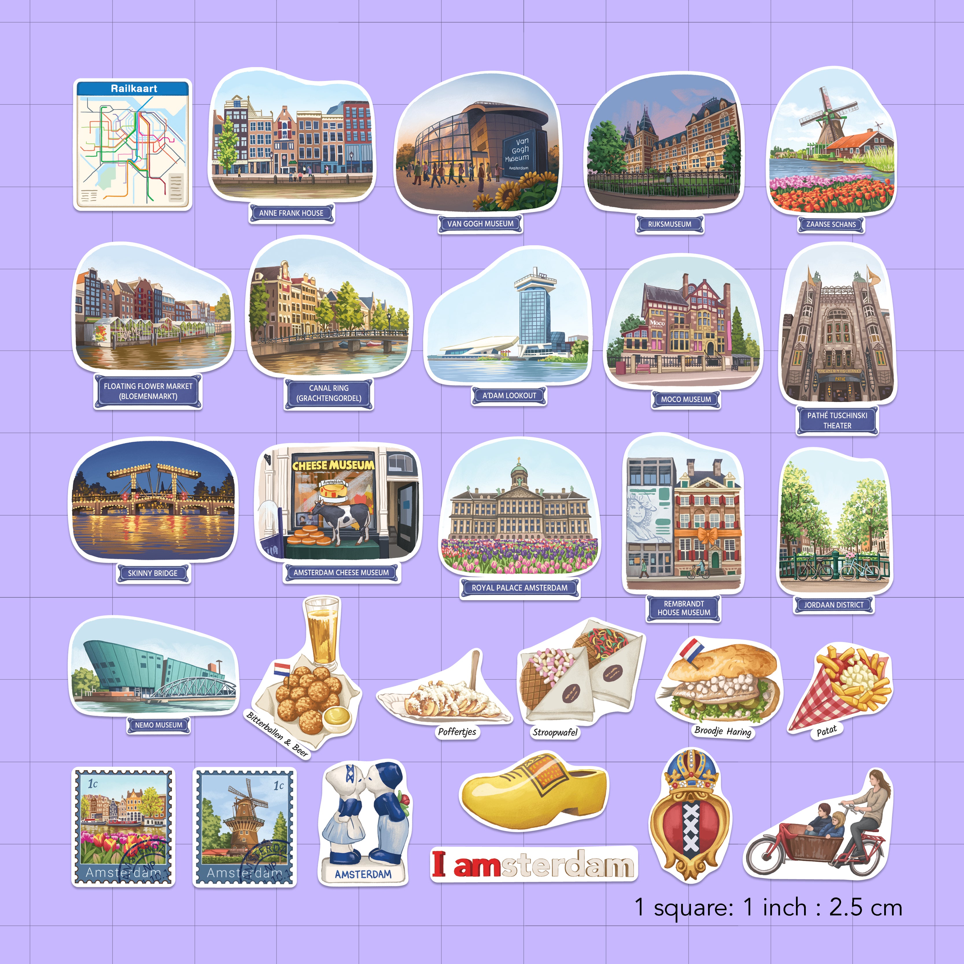 Artsy Amsterdam Travel Stickers (28pcs)