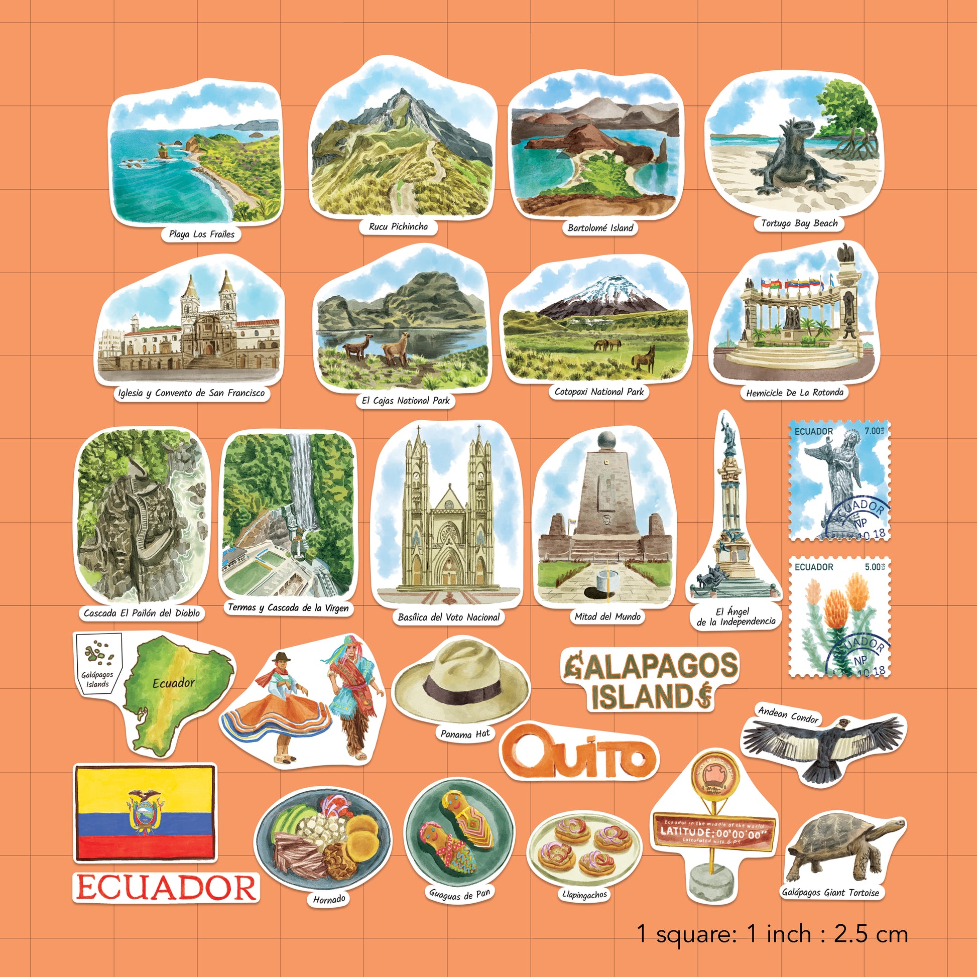 Exotic Ecuador Travel Stickers (28pcs)