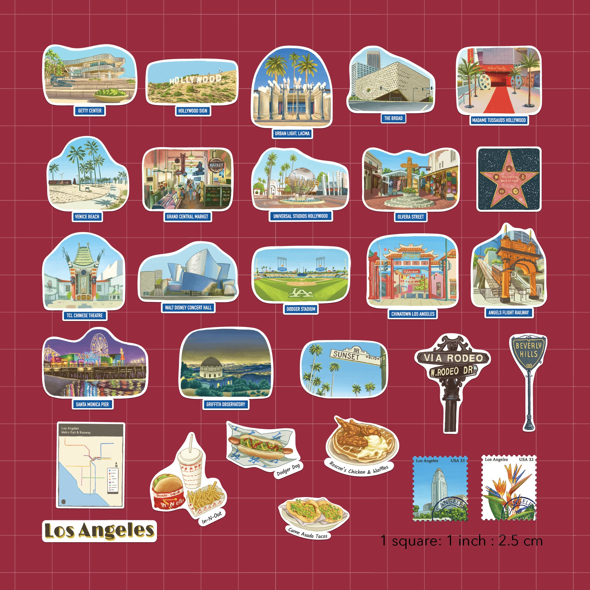 Lively Los Angeles Statement Stickers (28pcs)