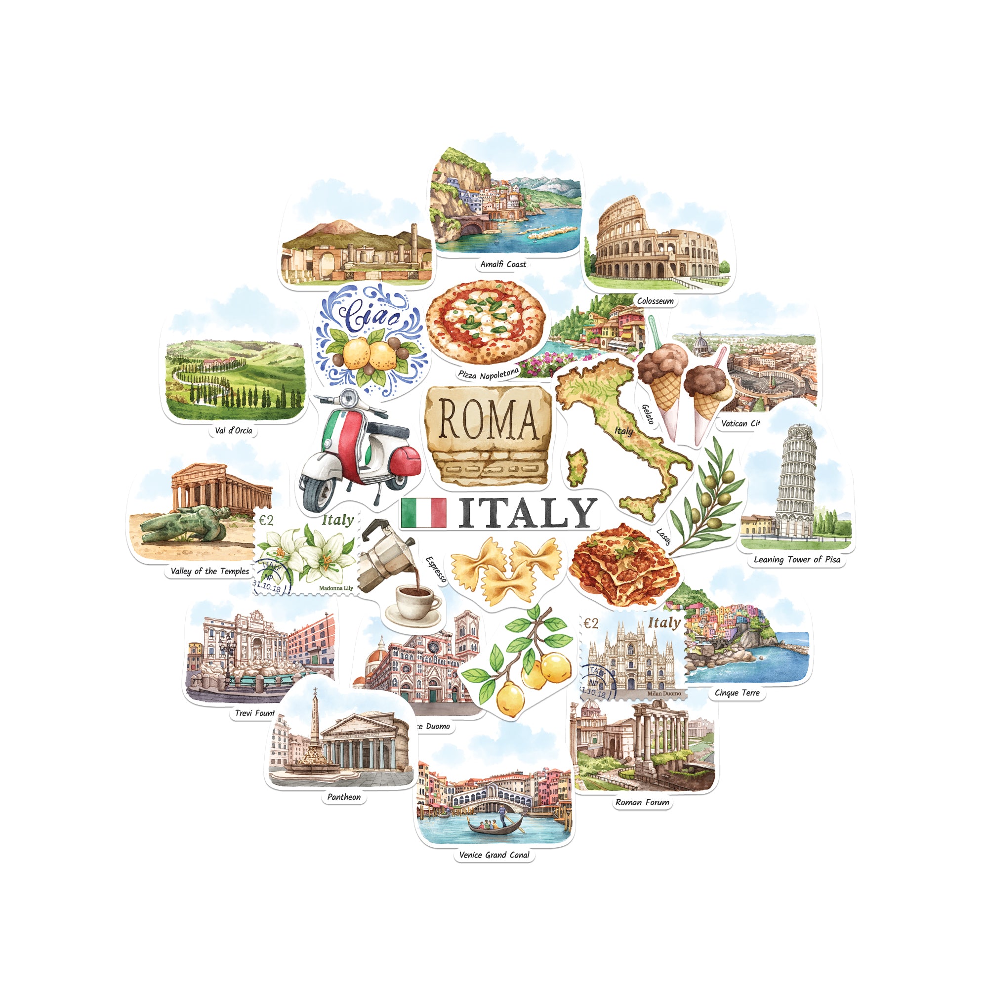Indulgent Italy Statement Stickers (28pcs)