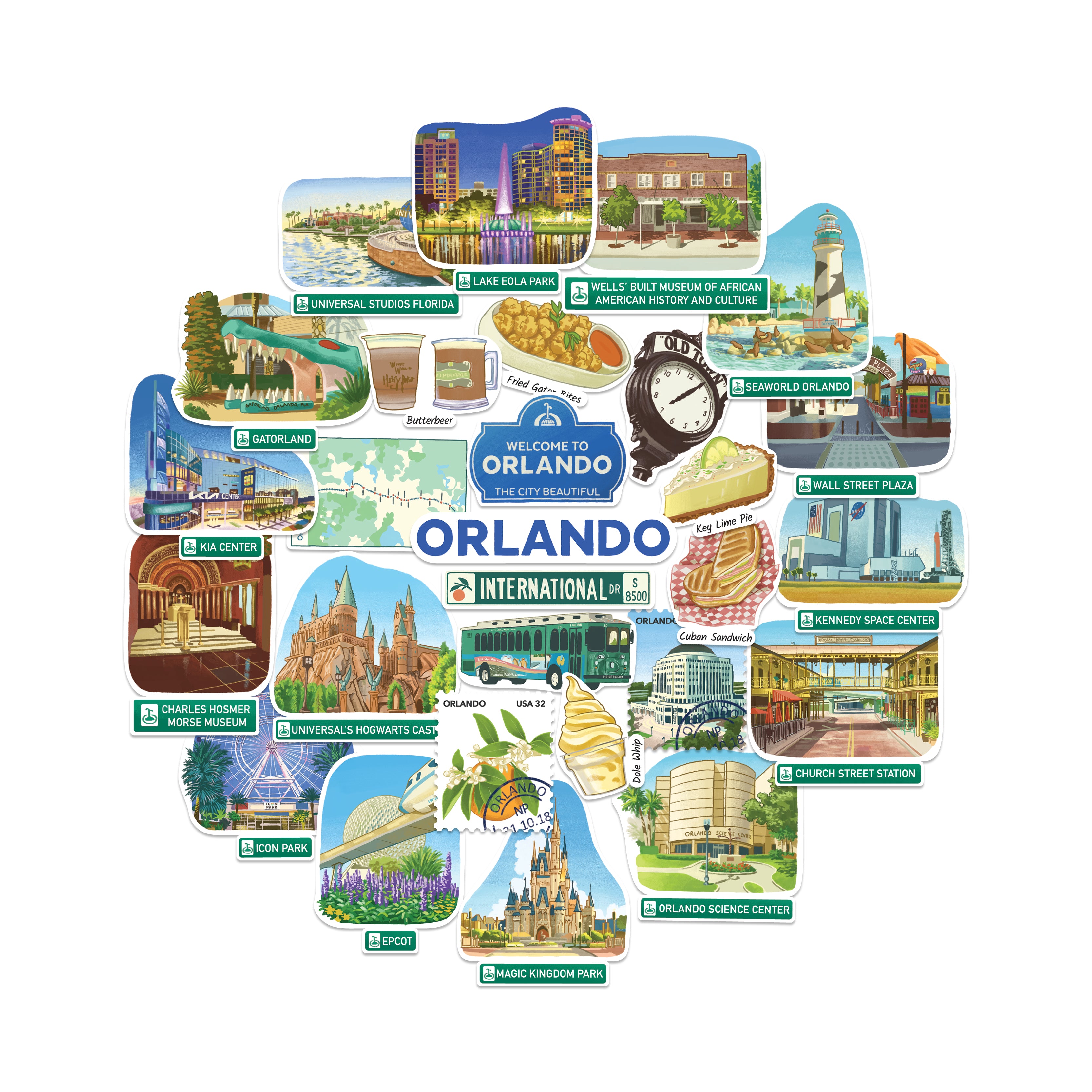 Magical Orlando Travel Stickers (28pcs)