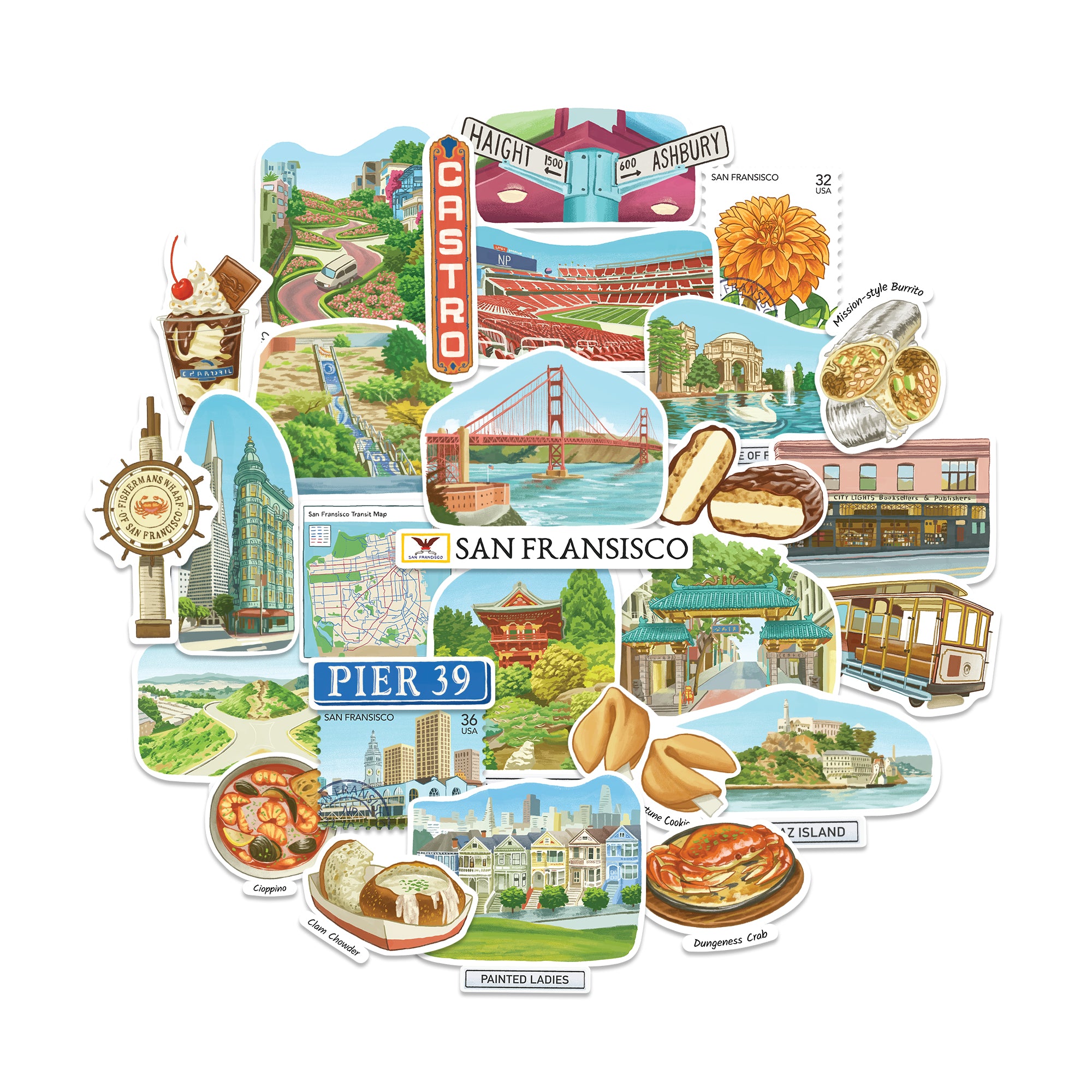 Serene San Francisco Statement Stickers (28pcs)