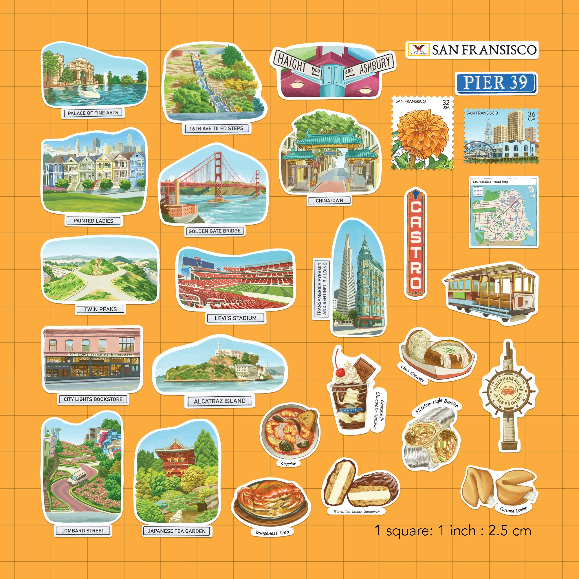 Serene San Francisco Statement Stickers (28pcs)