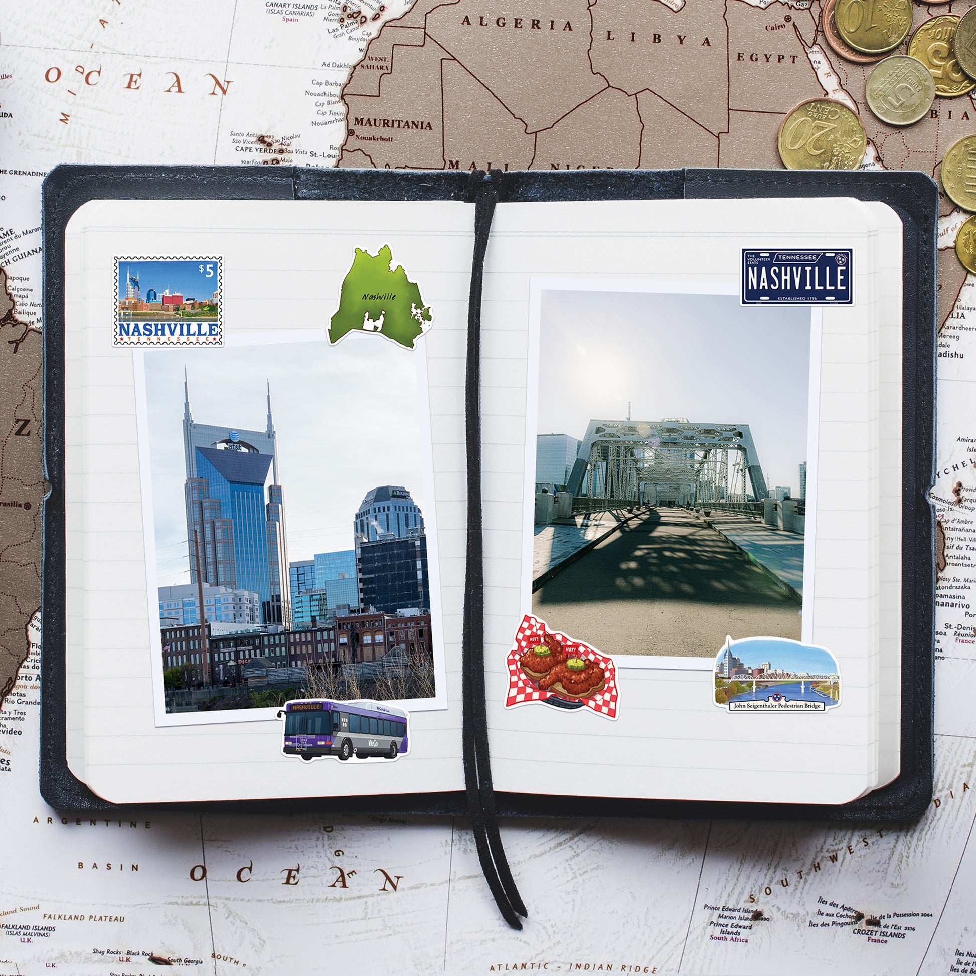 Lively Nashville Travel Stickers (28pcs)