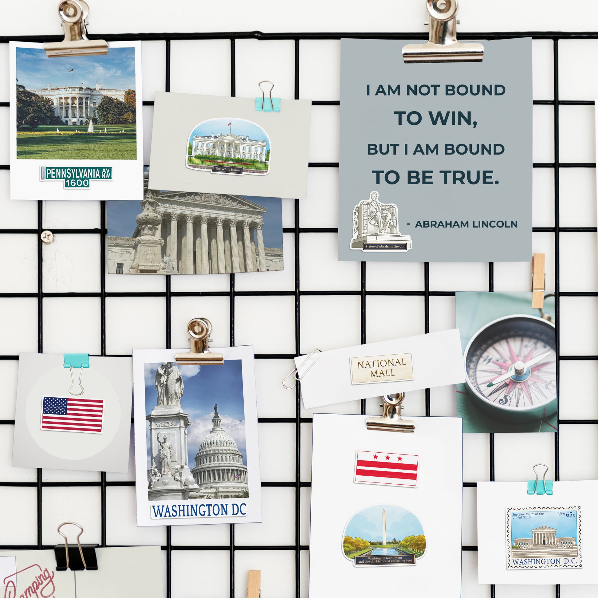 Monumental Washington DC Travel Stickers (28 pcs)