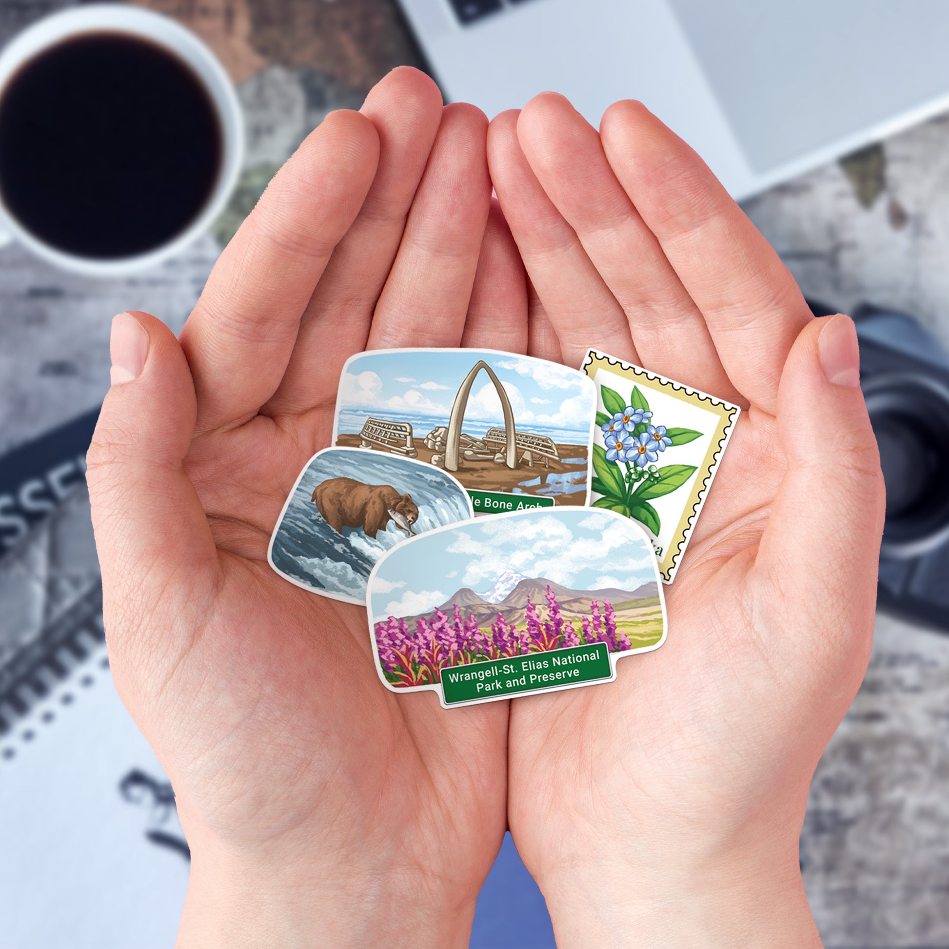 Wilderness Alaska State Travel Stickers (28 pcs)