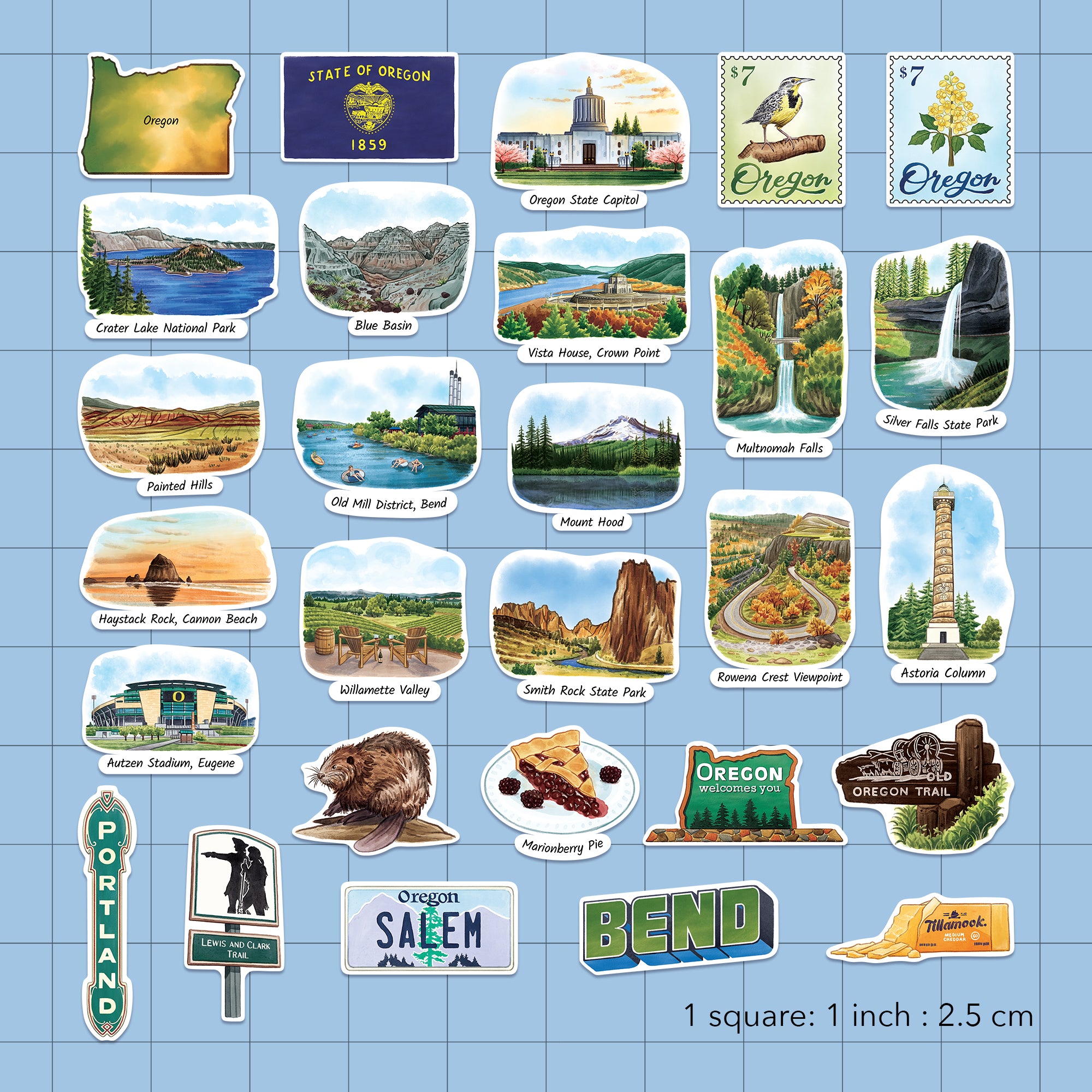Breathtaking Oregon Travel Stickers (28pcs)