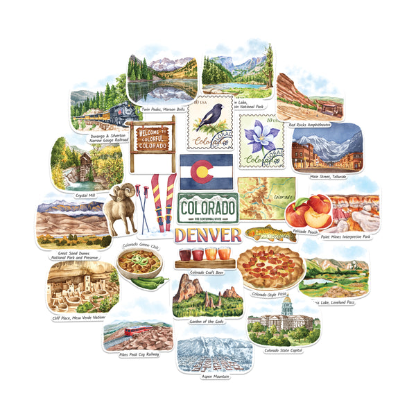 Cozy Colorado State Travel Stickers (28pcs)