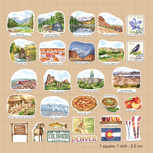 Cozy Colorado State Travel Stickers (28pcs)
