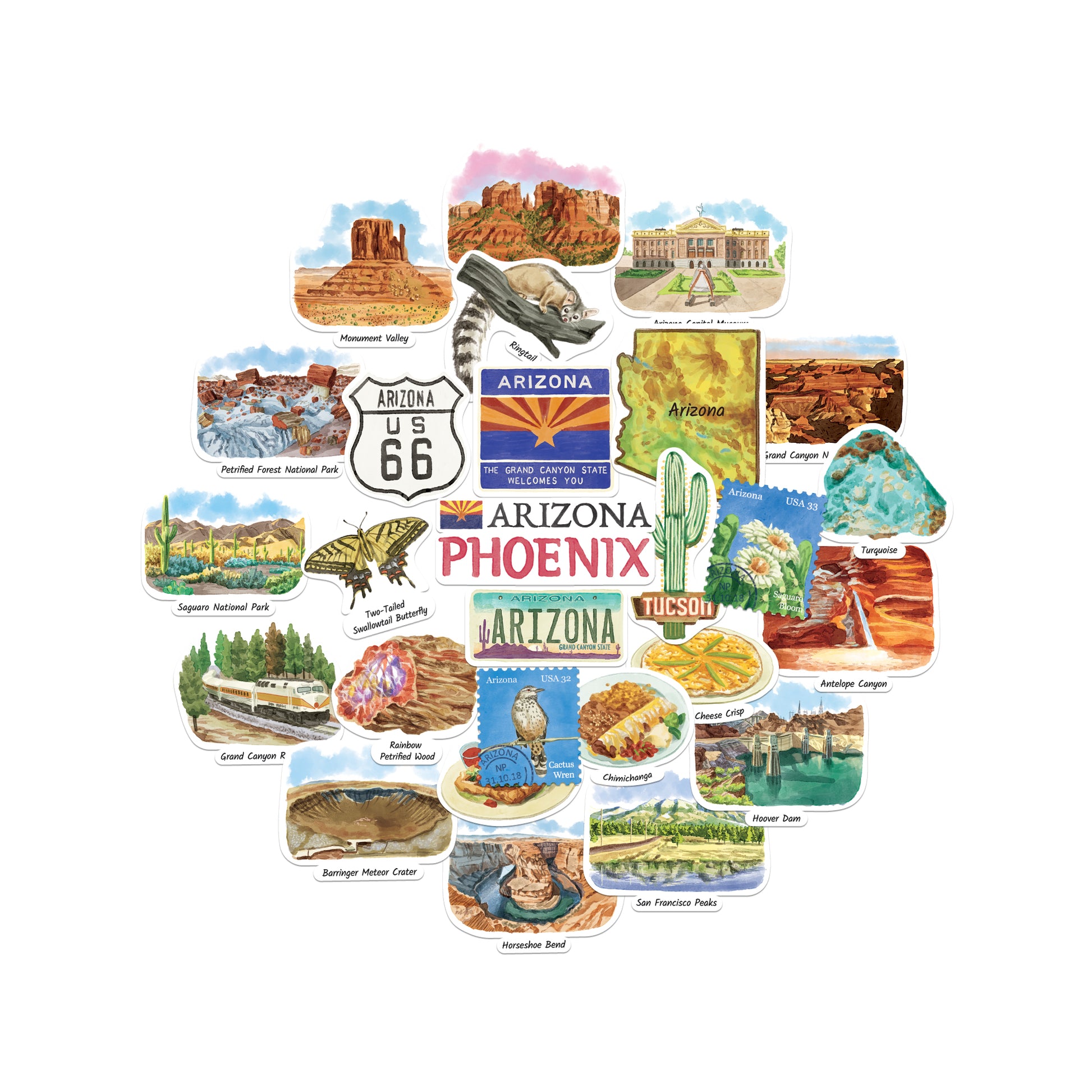Adventurous Arizona Statement Stickers (28pcs)