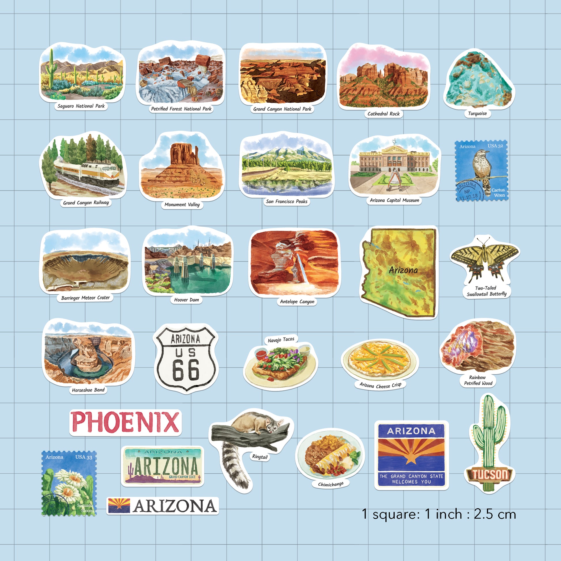 Adventurous Arizona Statement Stickers (28pcs)