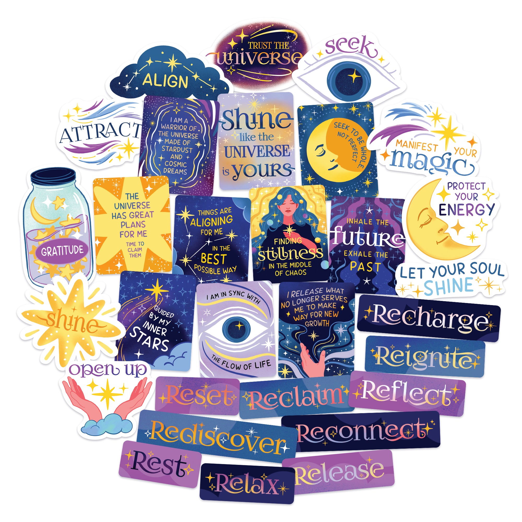 Celestial Manifest and Reclaim Vision Board Stickers (30pcs)