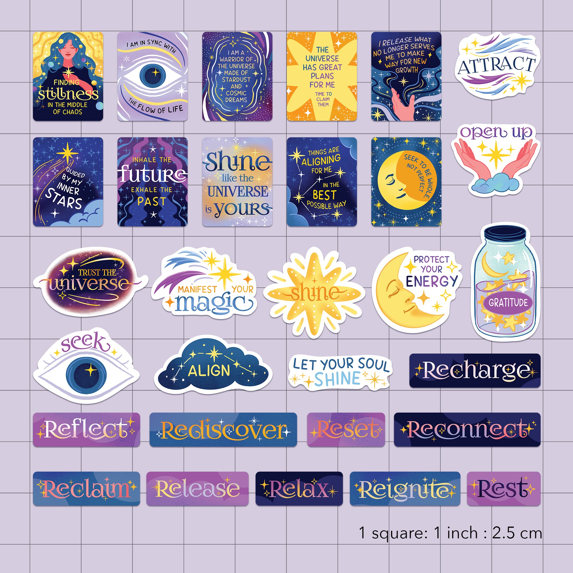 Celestial Manifest and Reclaim Vision Board Stickers (30pcs)
