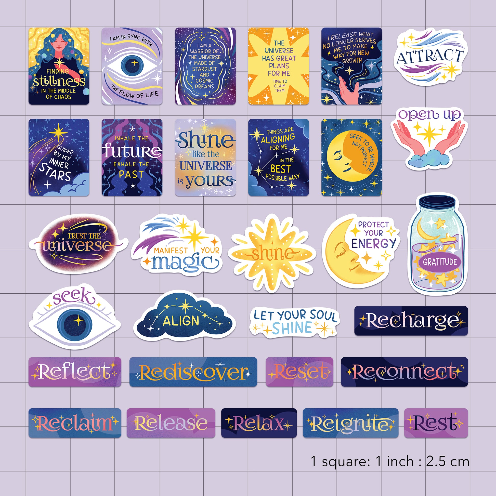 Celestial Manifest and Reclaim Vision Board Stickers (30pcs)