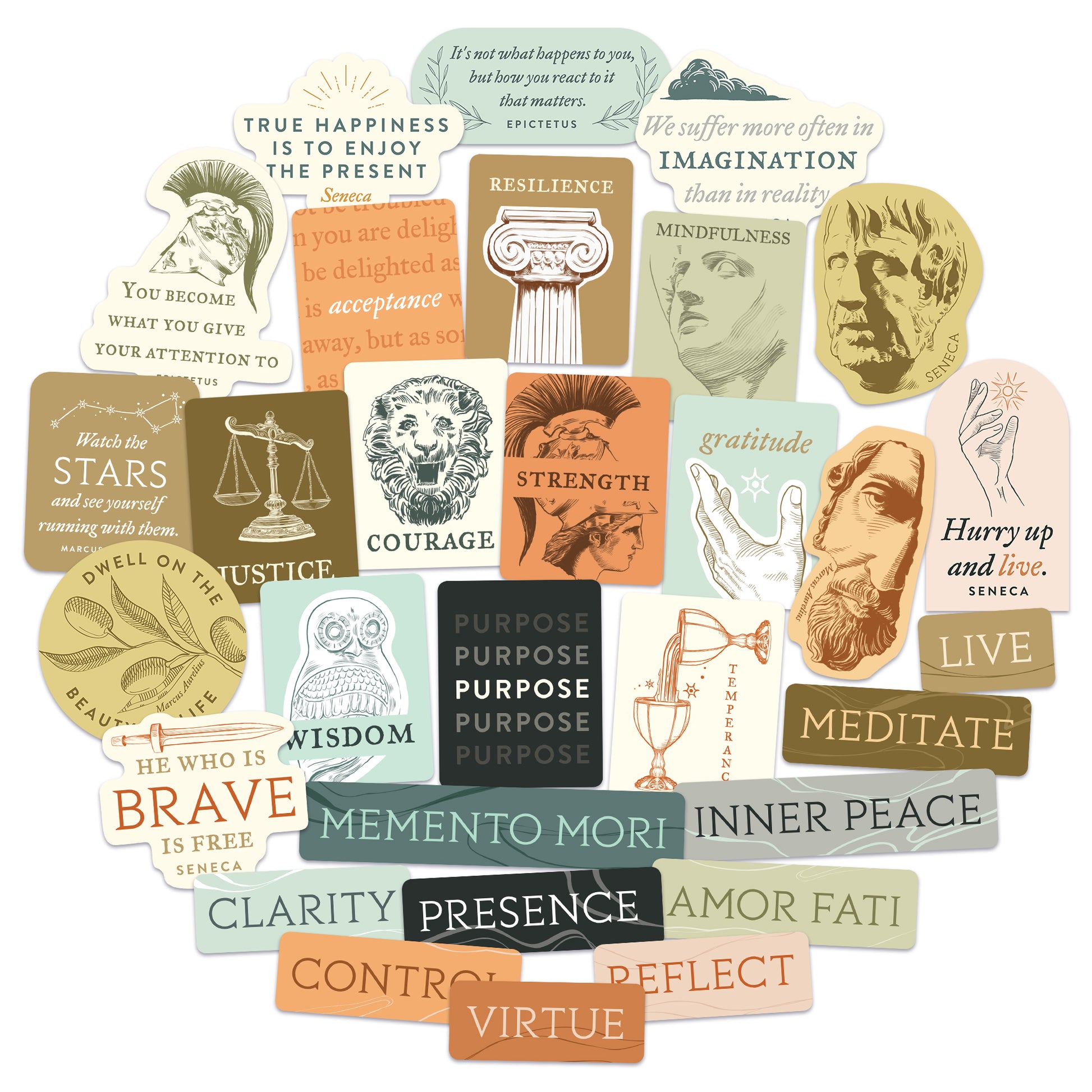 Mindfulness Stoicism Vision Board Stickers (30pcs)