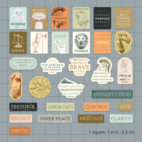 Mindfulness Stoicism Vision Board Stickers (30pcs)