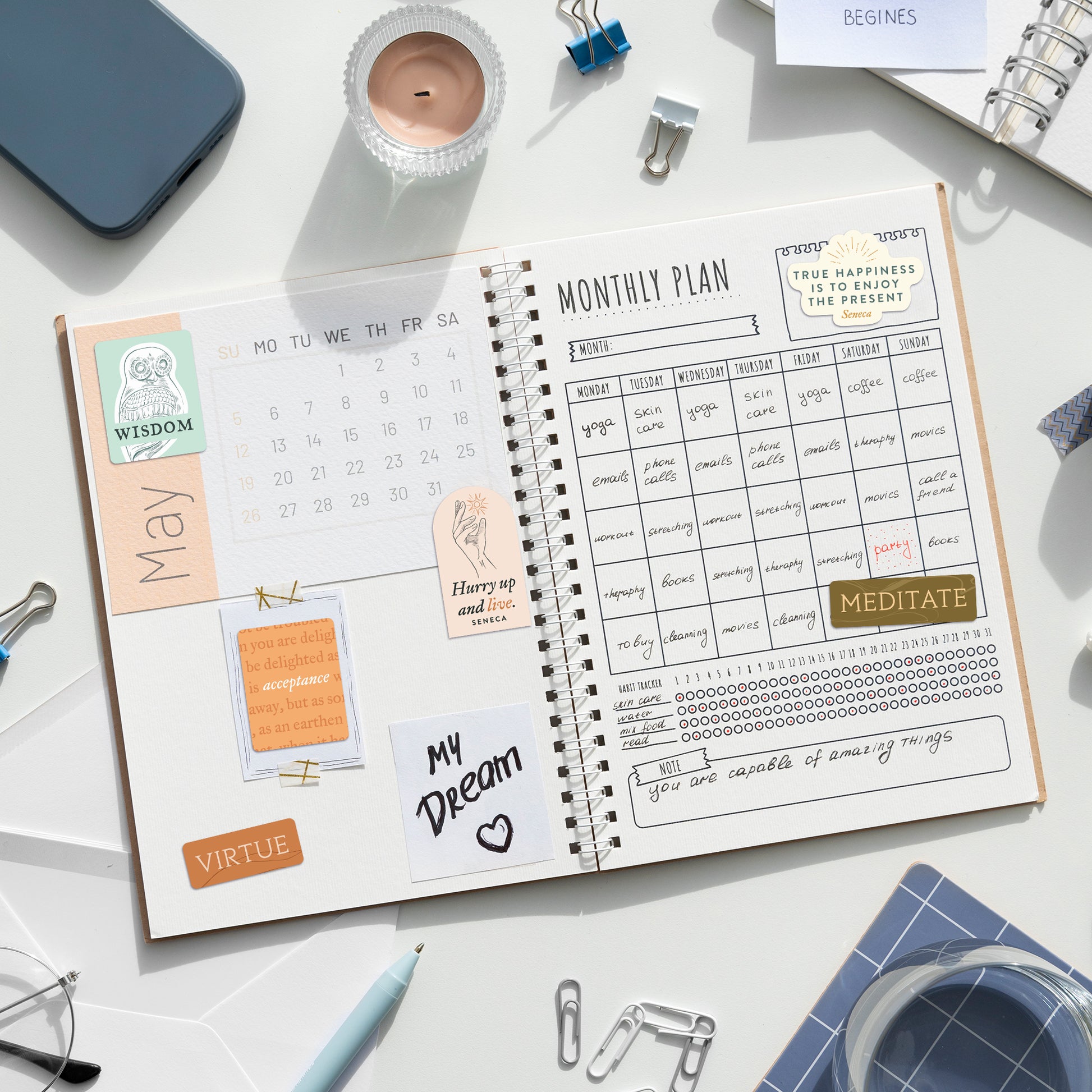 Mindfulness Stoicism Vision Board Stickers (30pcs)