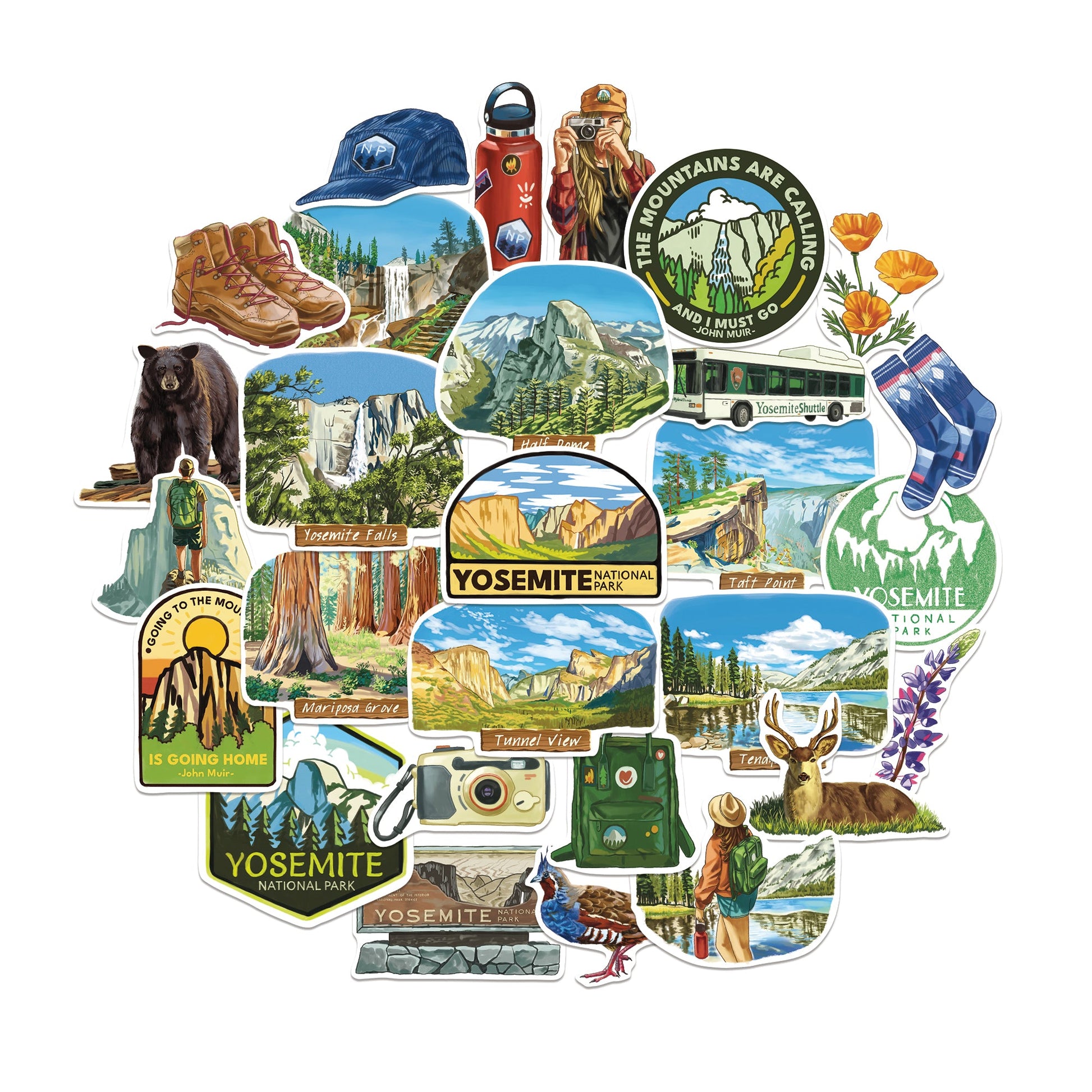 Yosemite National Park Stickers (28pcs)