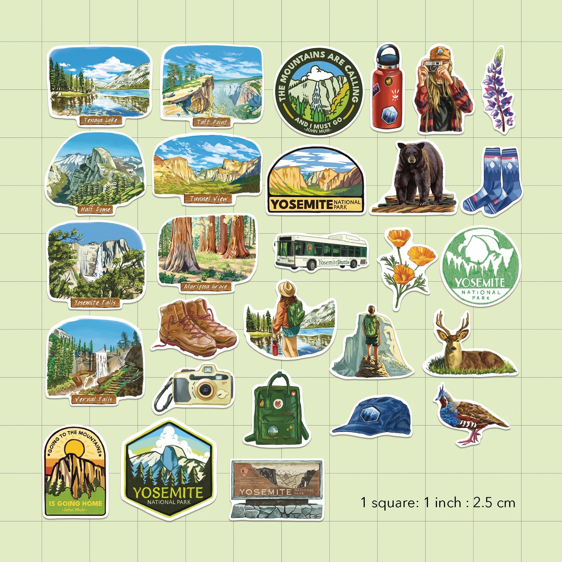 Yosemite National Park Stickers (28pcs)