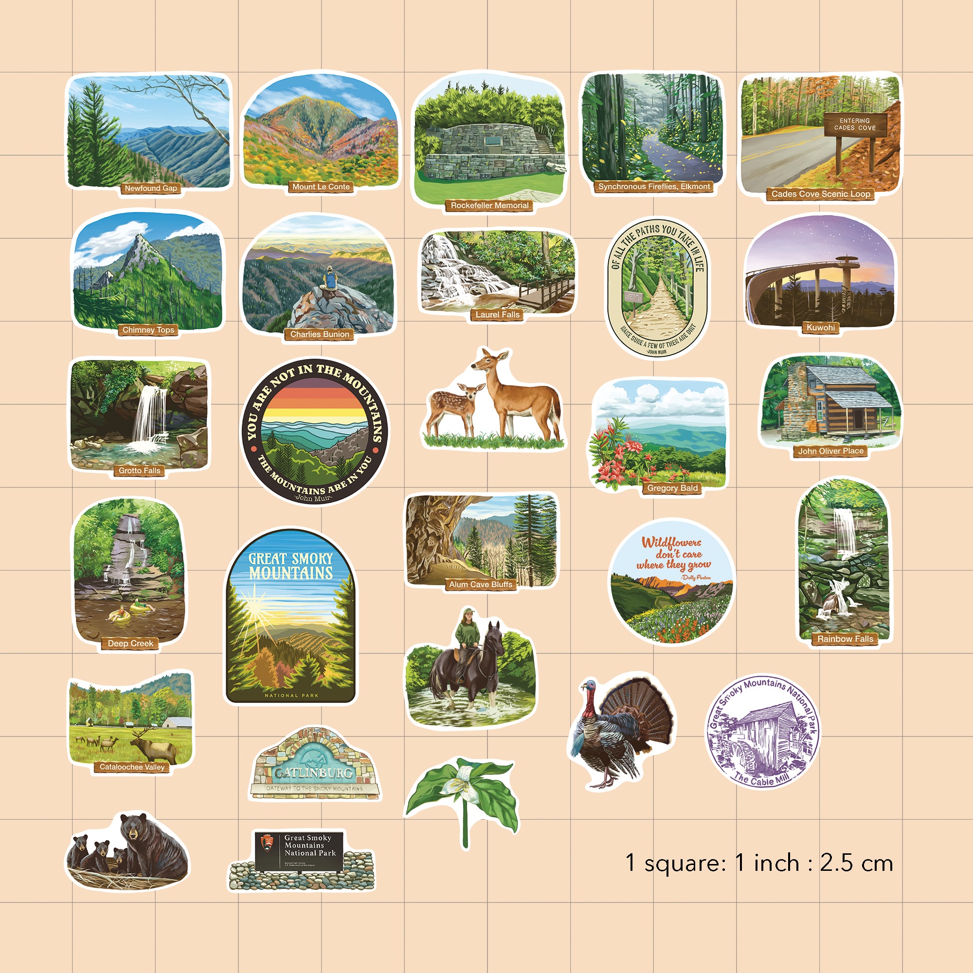 Great Smoky Mountains National Park Stickers (28pcs)