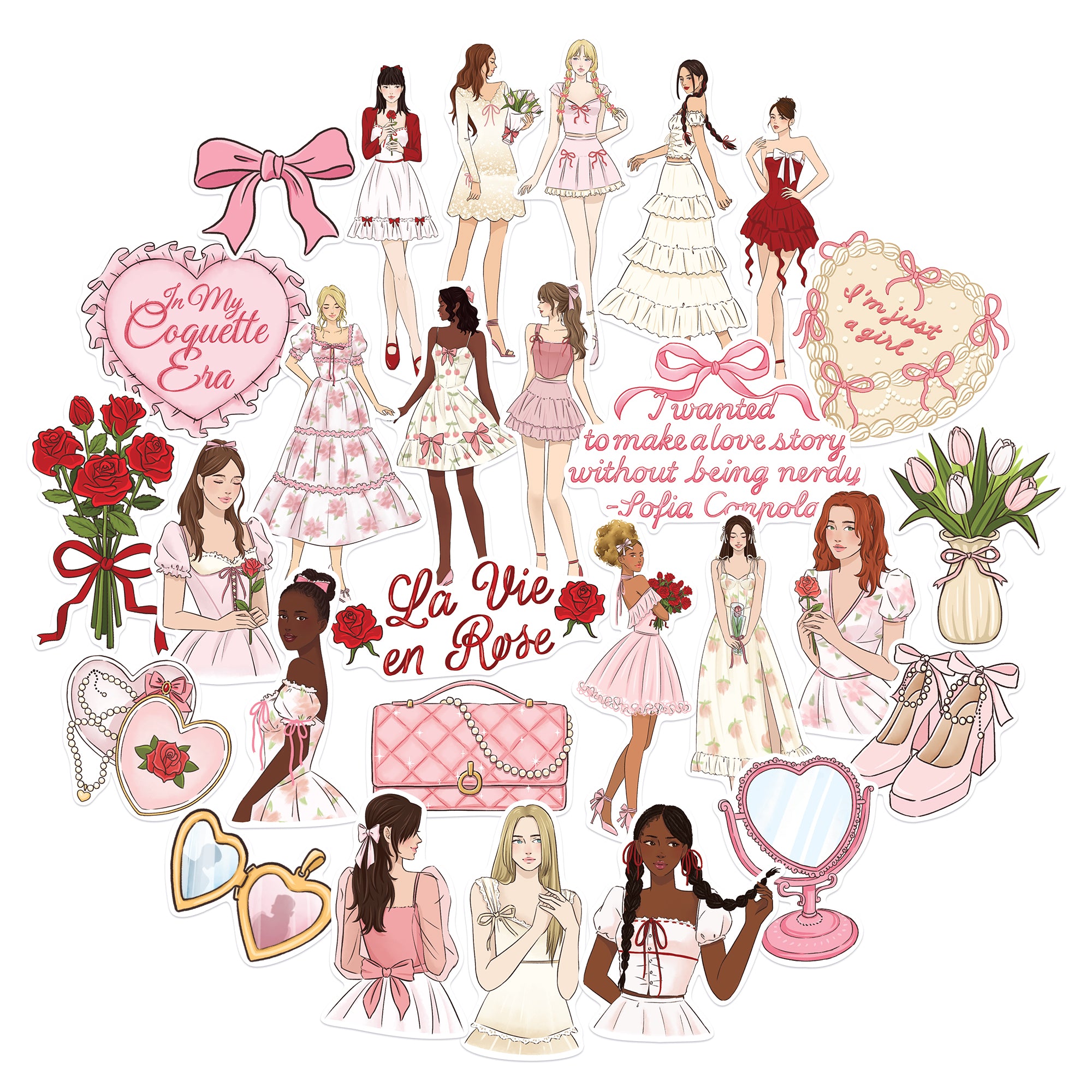 Coquette Girl Fashion Stickers (28pcs)