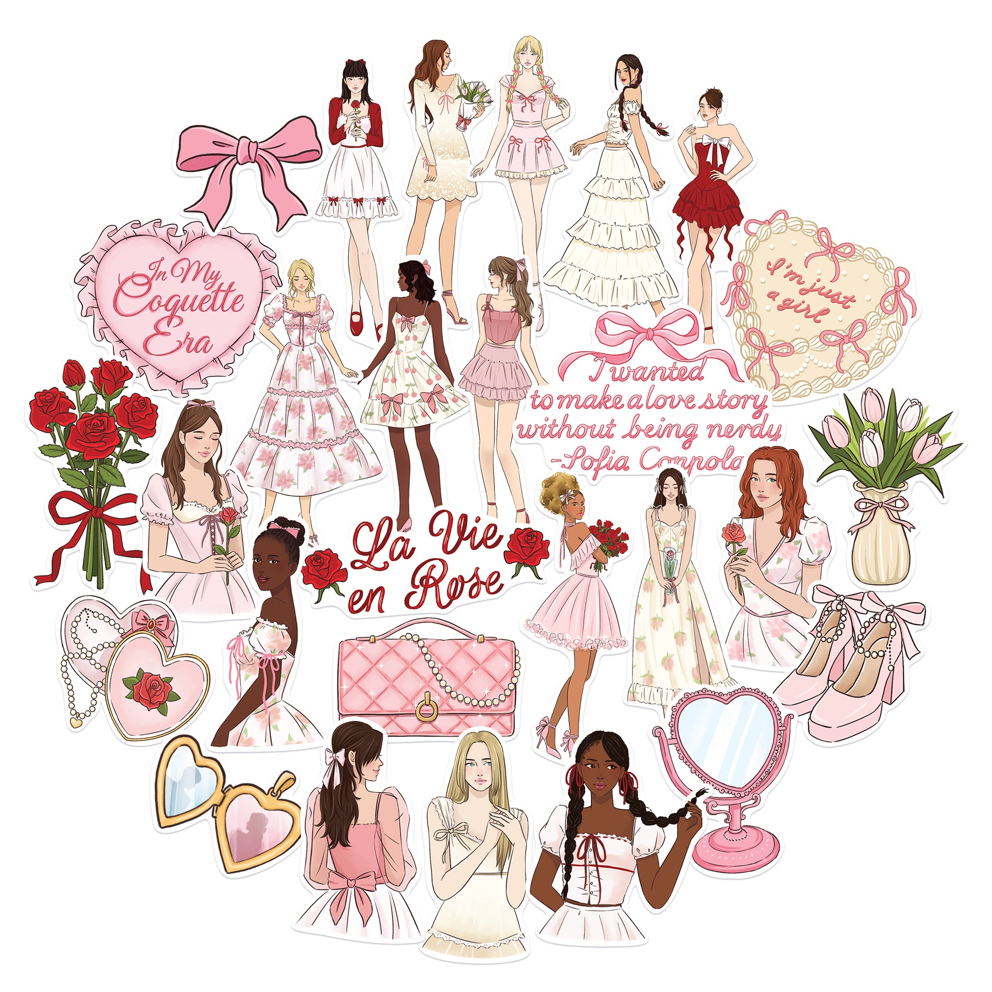 Coquette Girl Fashion Stickers (28pcs)