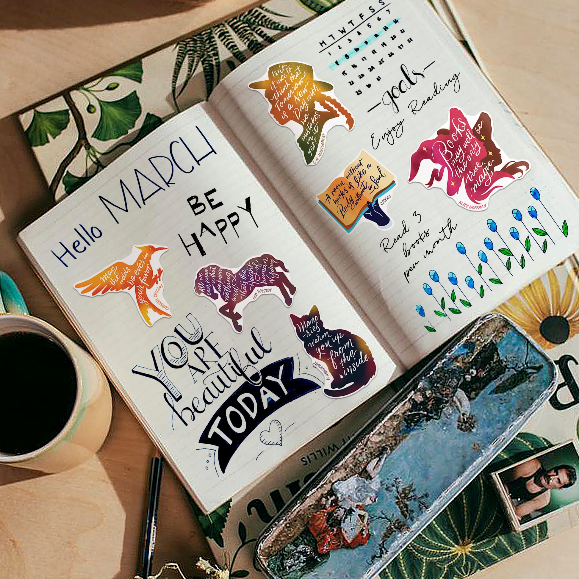 Famous Book Inspirational Quotes by Writers for Book Lovers, Laptop and Water Bottle