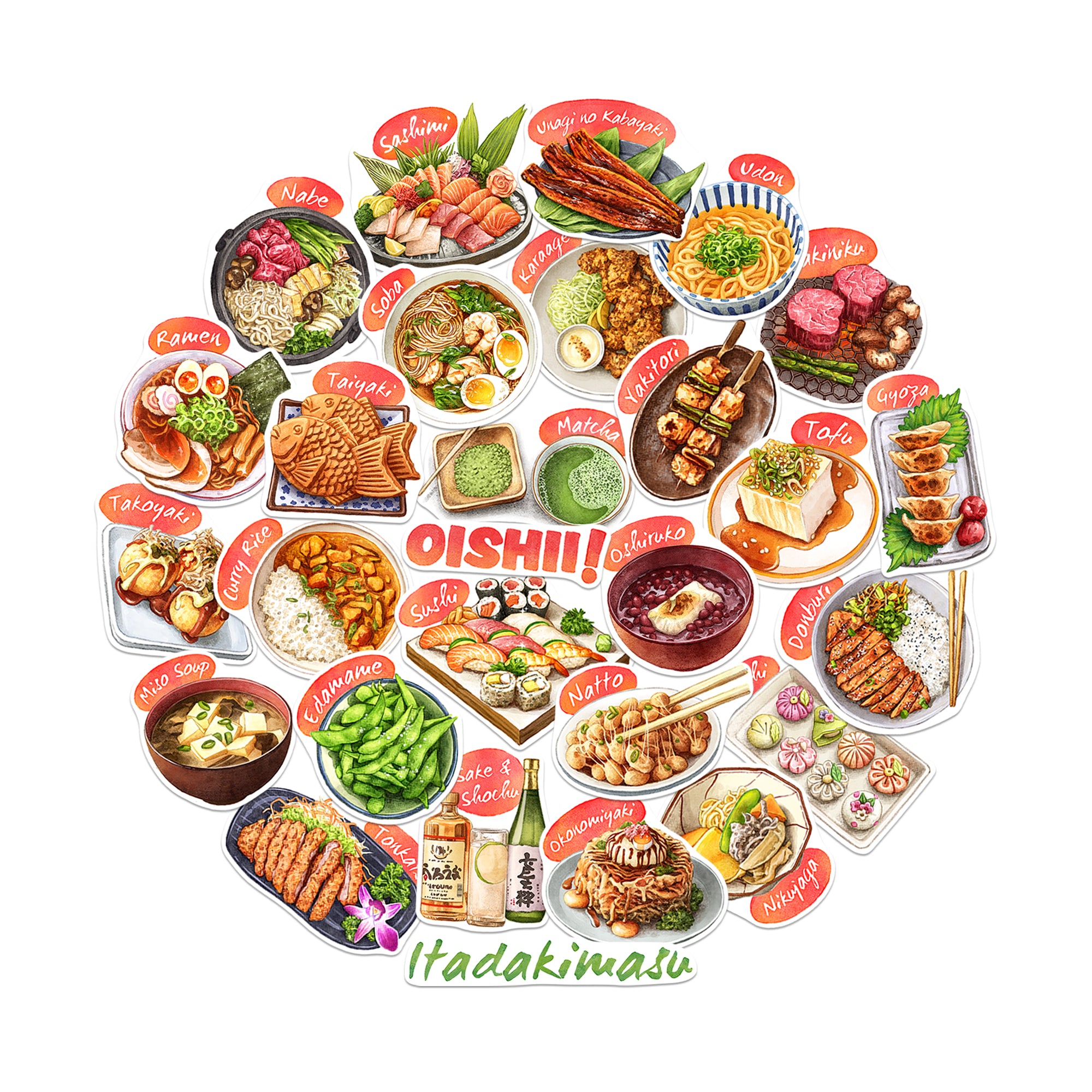 Traditional Japanese Cuisine Stickers (28 pcs)