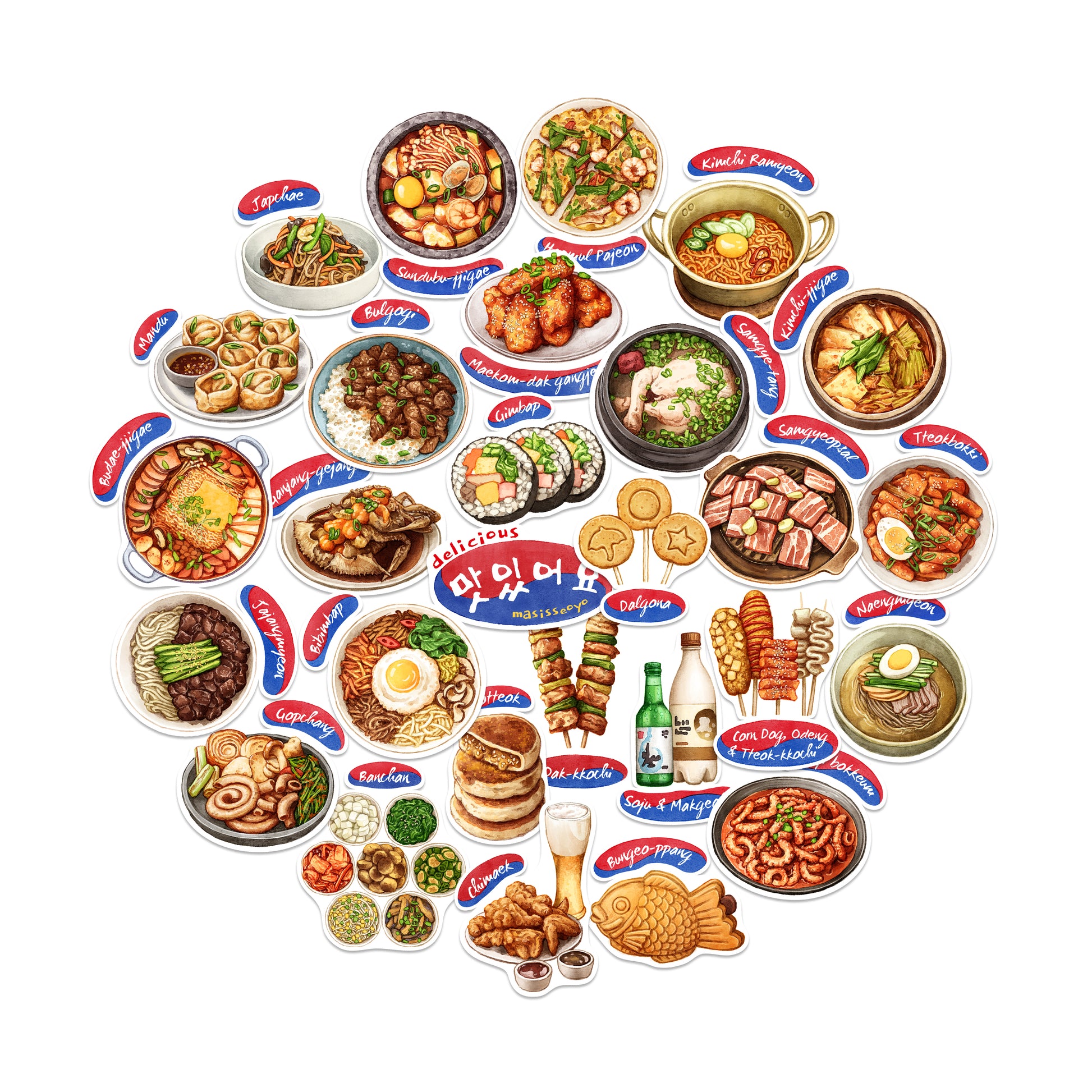 Authentic Korean Cuisine Stickers (28 pcs)