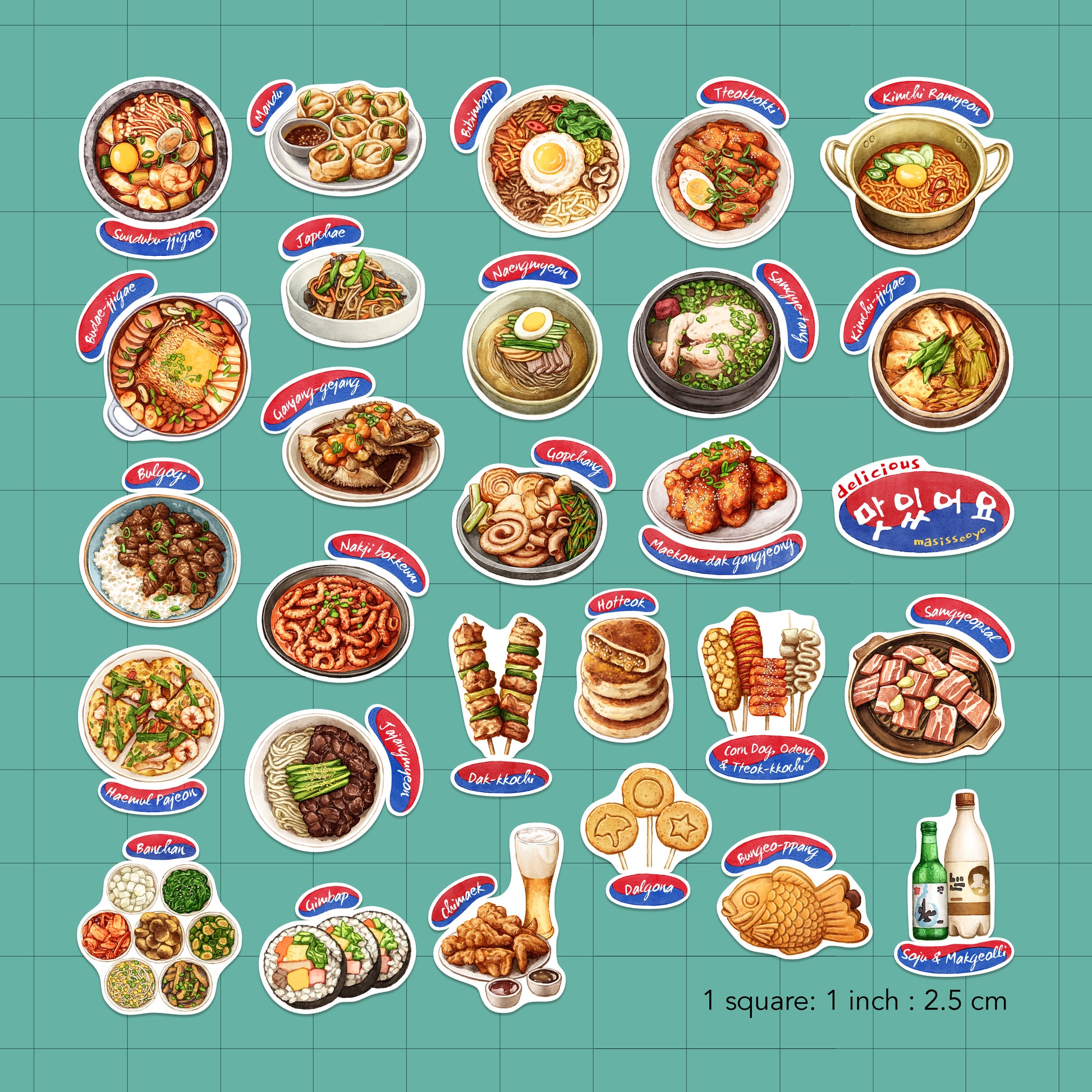 Authentic Korean Cuisine Stickers (28 pcs)