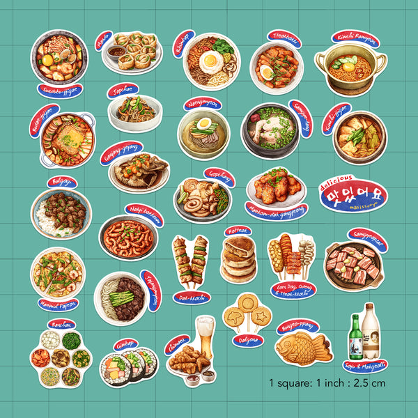 Authentic Korean Cuisine Stickers (28 pcs)