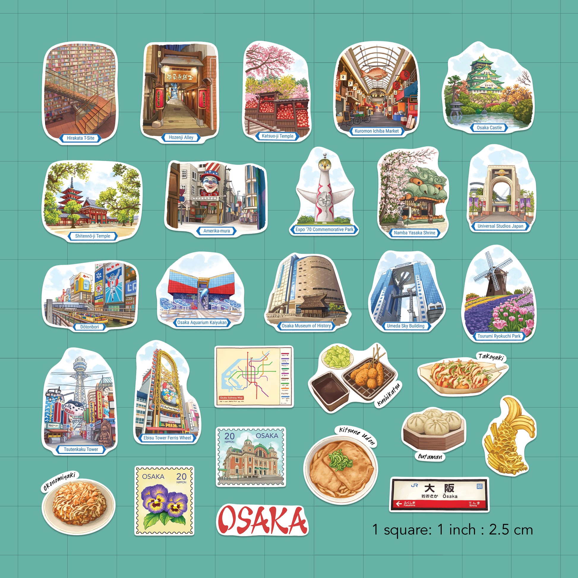 Timeless Osaka Travel Stickers (28pcs)