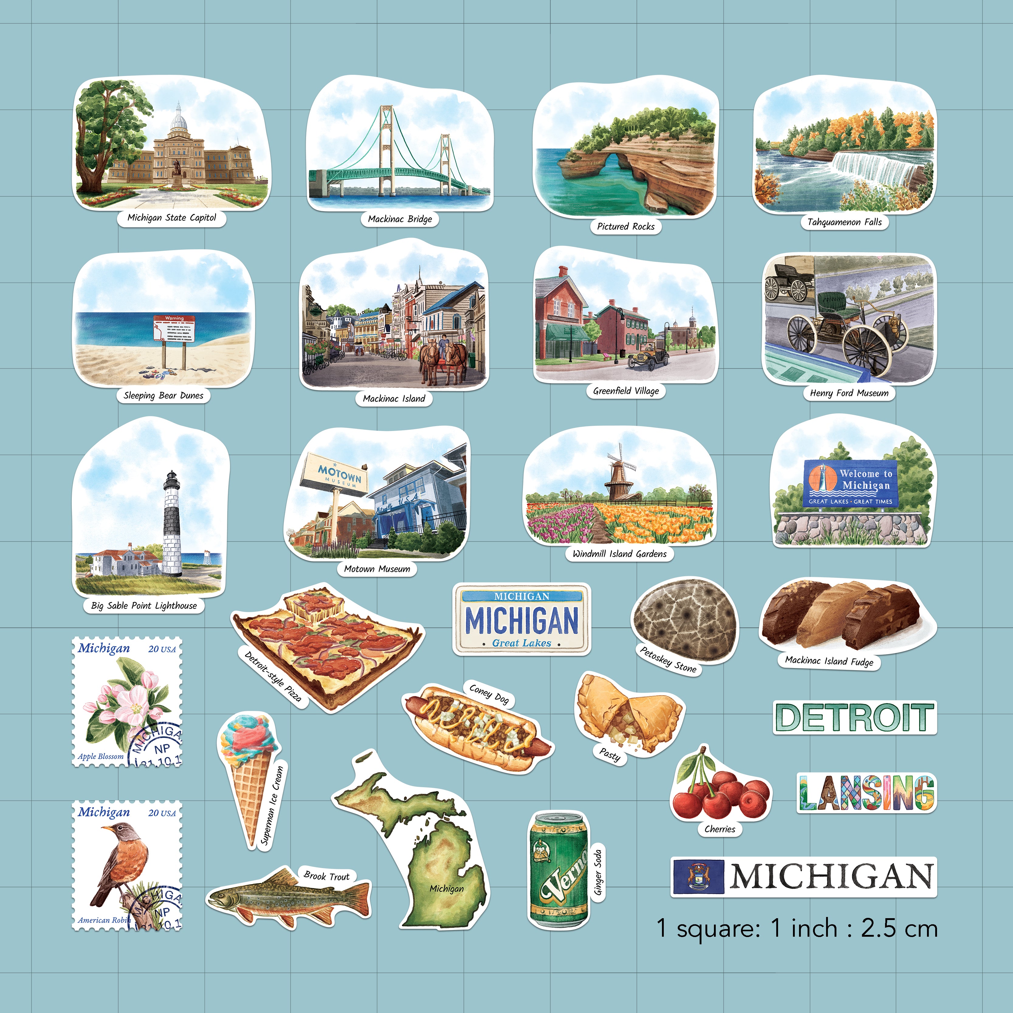Mighty Michigan State Travel Stickers (28pcs)