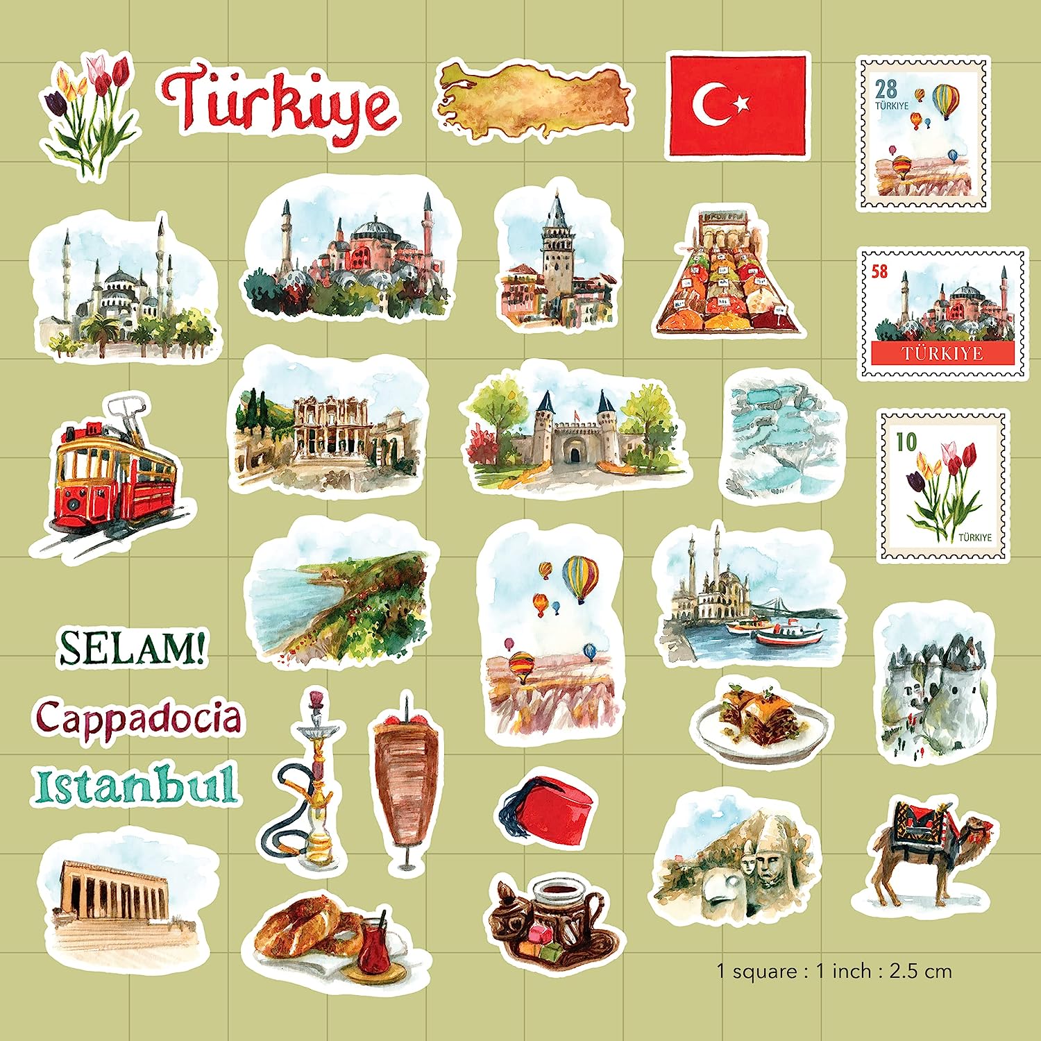 Tantalizing Turkiye Travel Stickers (31 Pieces)