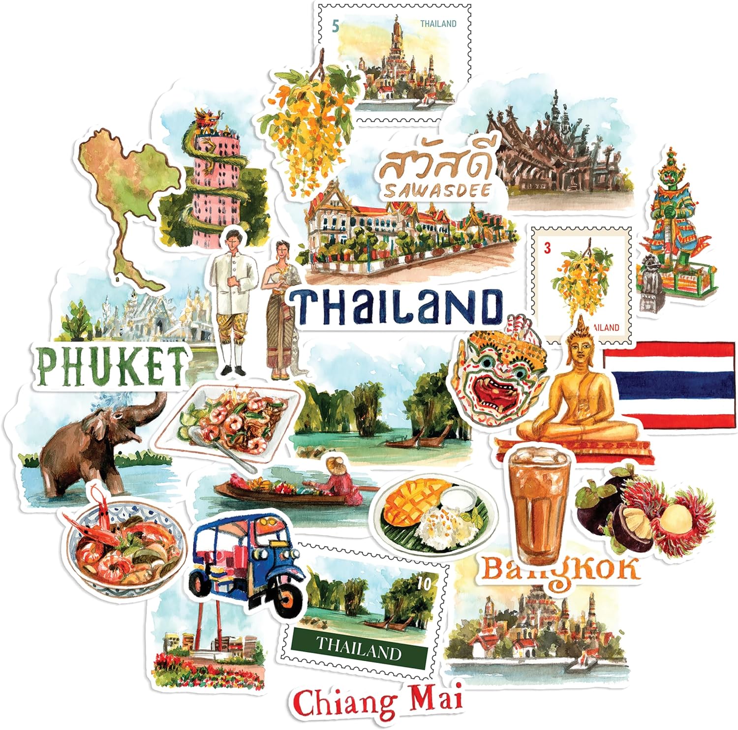 Amazing Thailand Travel Stickers (30pcs)