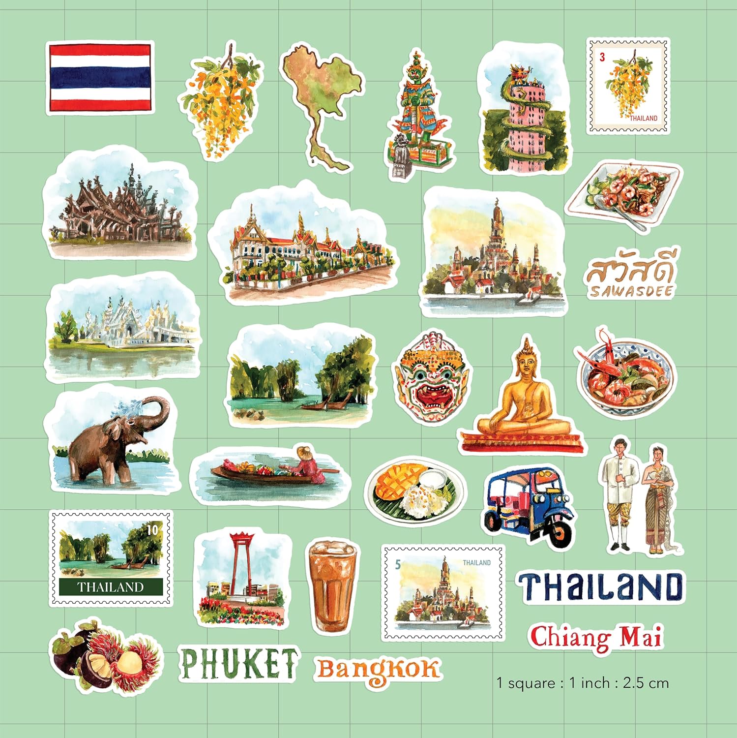 Amazing Thailand Travel Stickers (30pcs)
