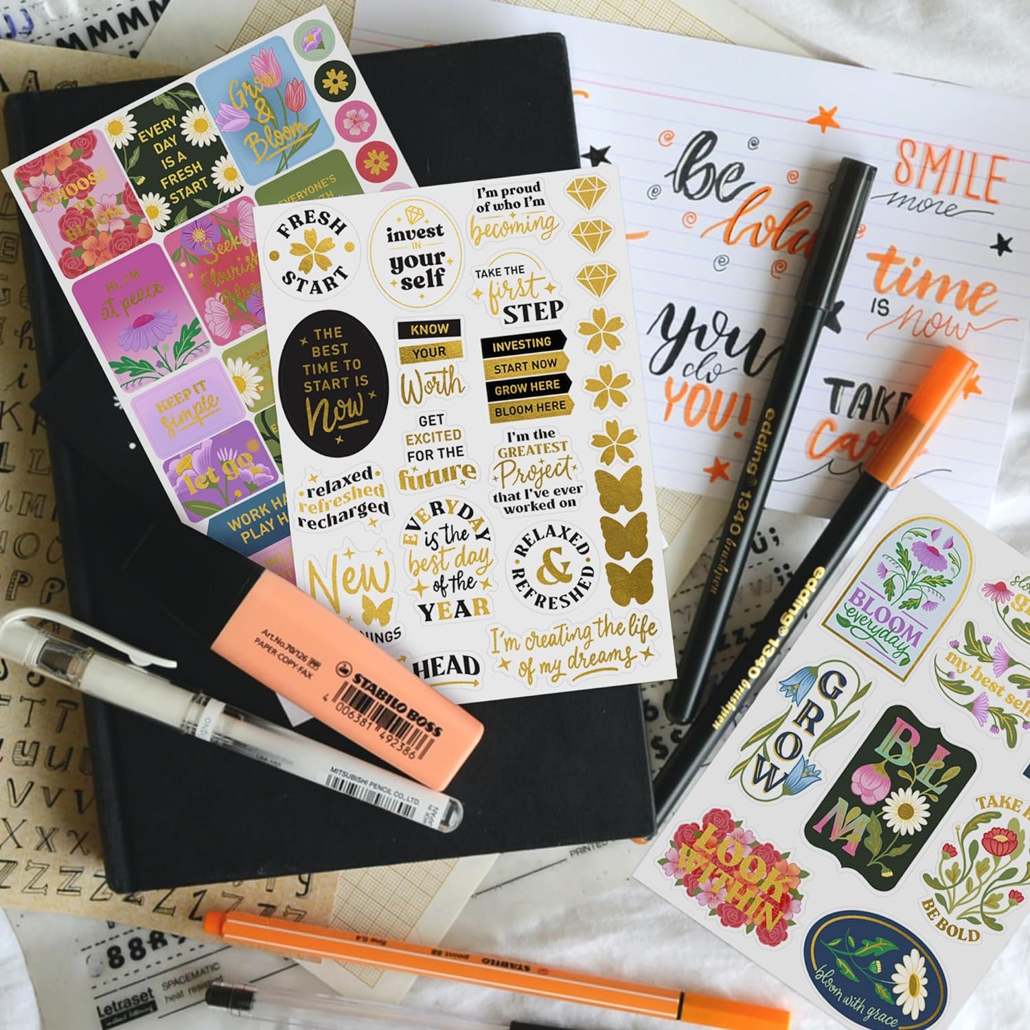 Bloom & Grow Vision Board Stickers (340 Stickers, 8 Sheets)