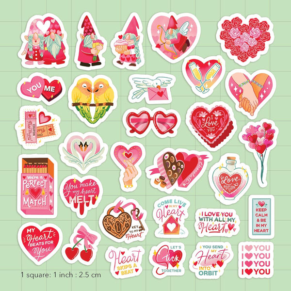 Valentine's Gnome Stickers (30pcs)