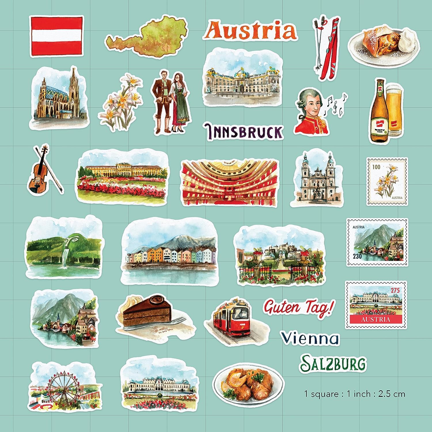 Classical Austria Travel Stickers (31 Pieces)