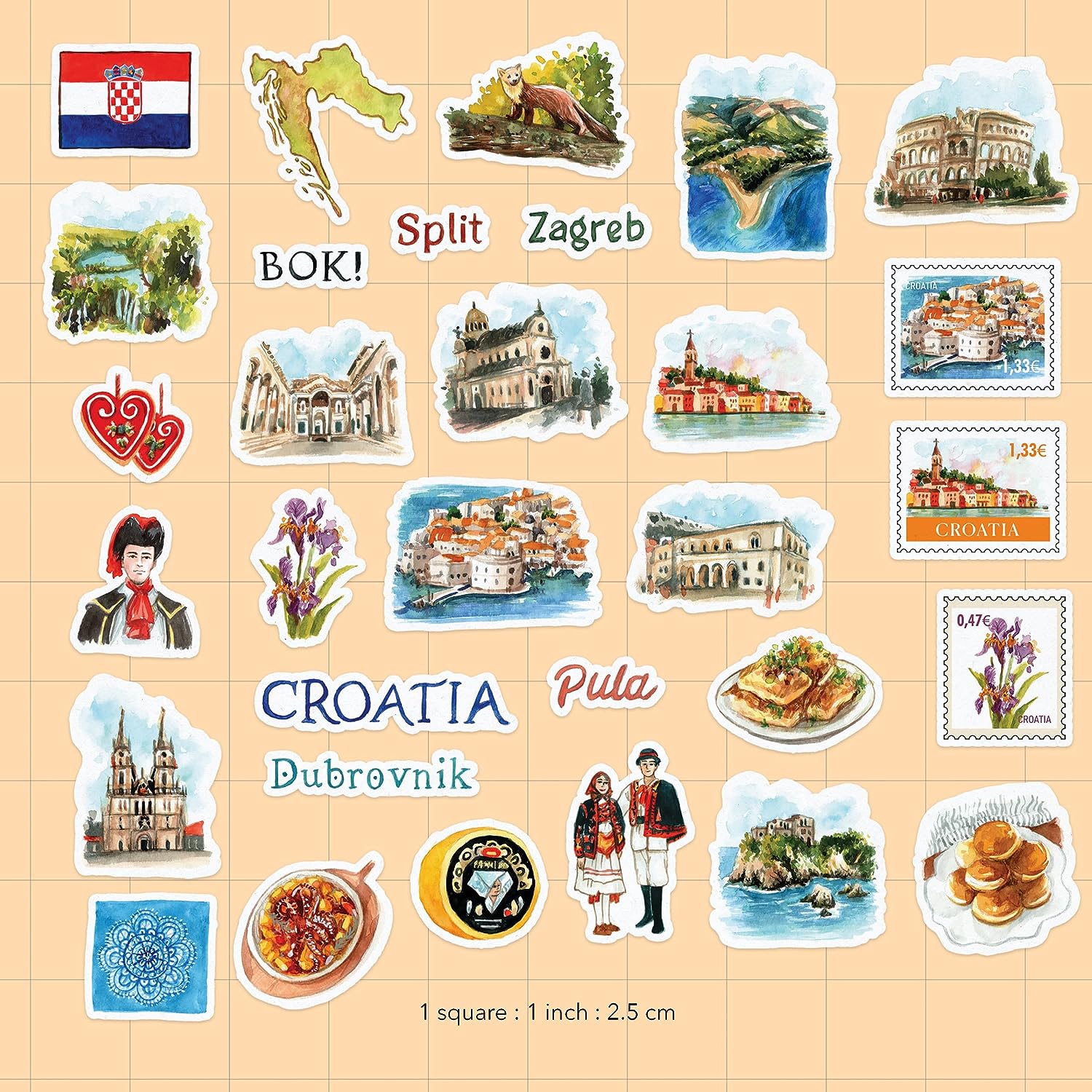 Captivating Croatia Travel Stickers (31 Pieces)