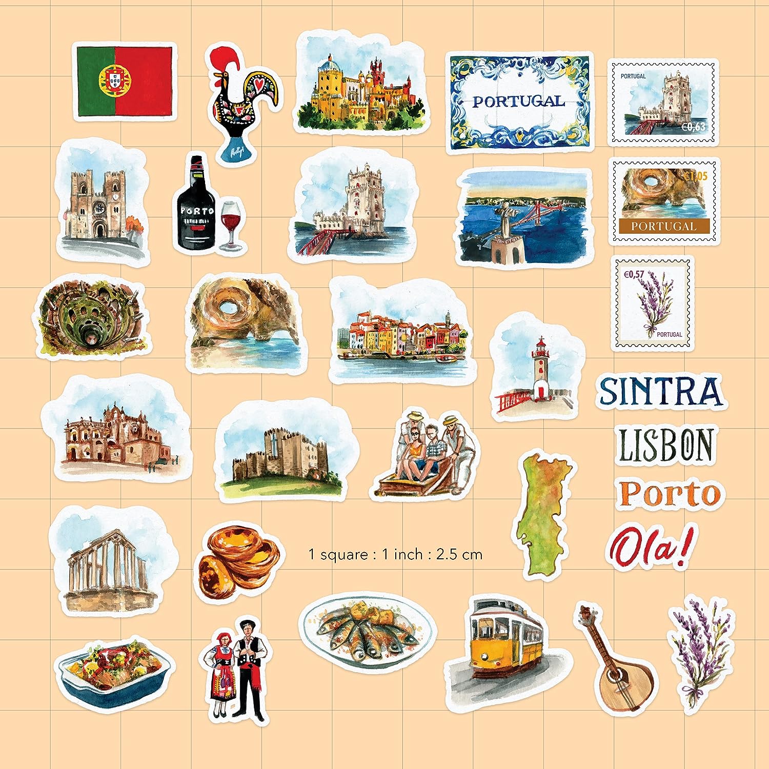 Picturesque Portugal Travel Stickers (31 Pieces)