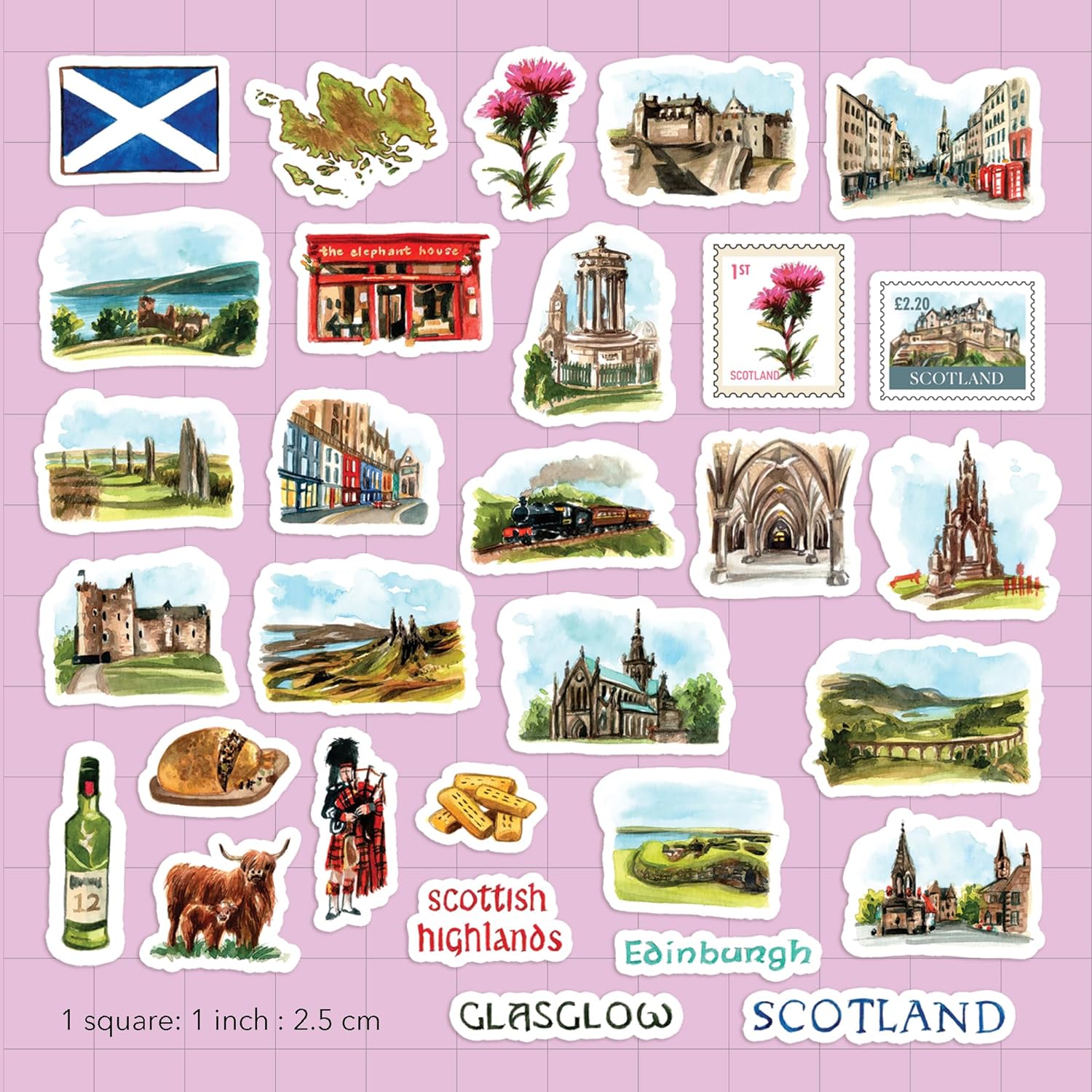 Majestic Scotland Travel Stickers (30pcs)