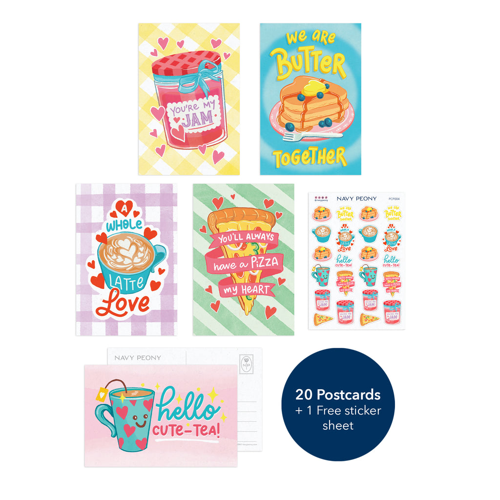 Love Pun Postcard Collection (4x6 Inches, 20 Pieces, 5 Designs)