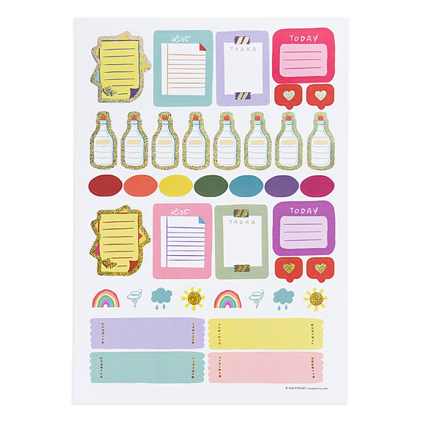 planner label stickers write-on gold glitter sticker