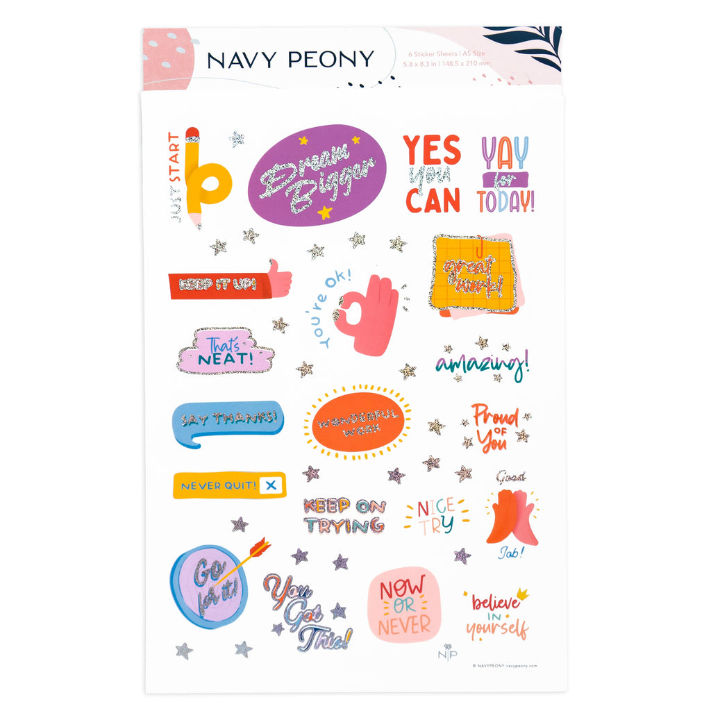 Navy Peony - Not Today Self Care Sticker Sheets (8 Sheets, 175+
