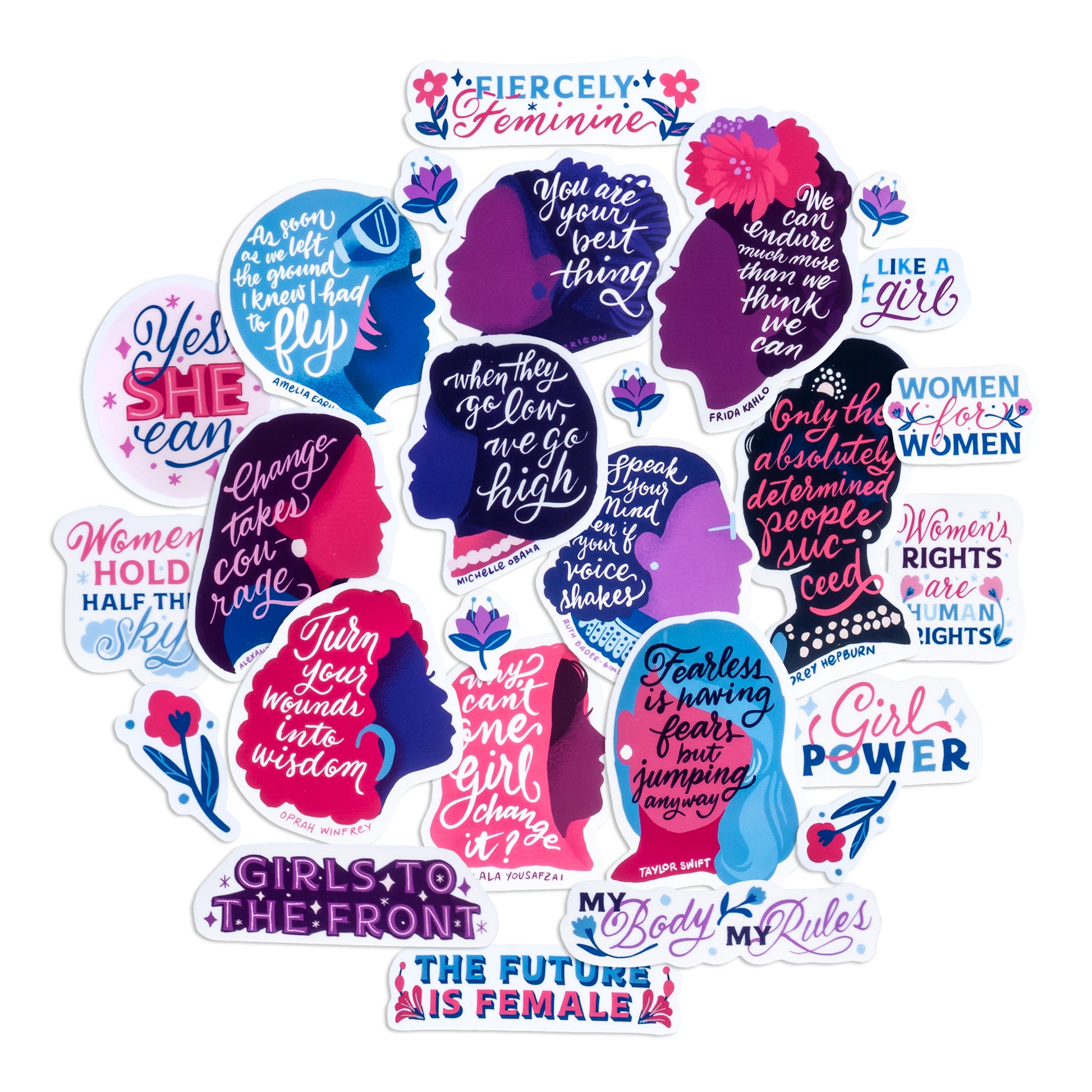 Notable Women Silhouette Quote Stickers (26 pcs)