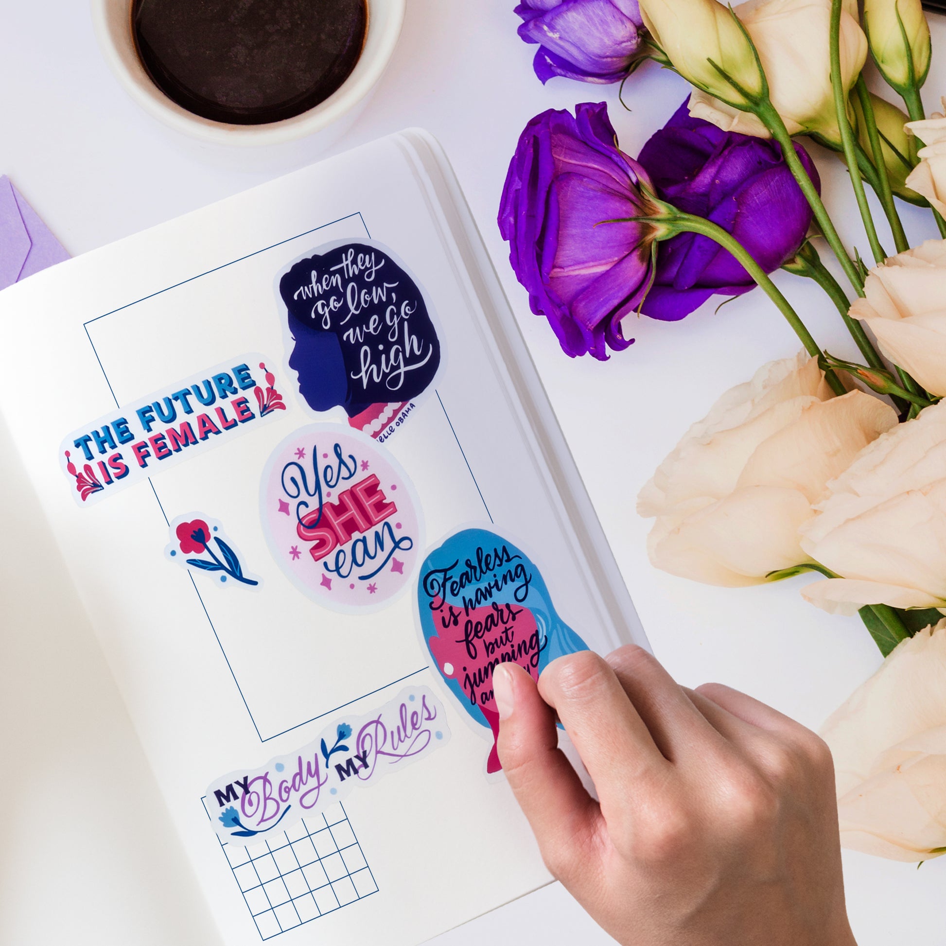 Notable Women Silhouette Quote Stickers (26 pcs)